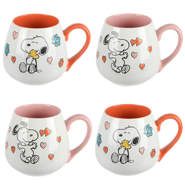  Peanuts Snoopy Mothers Love 4 Pack Large 21 OZ Camper Stoneware  Mugs : Home & Kitchen