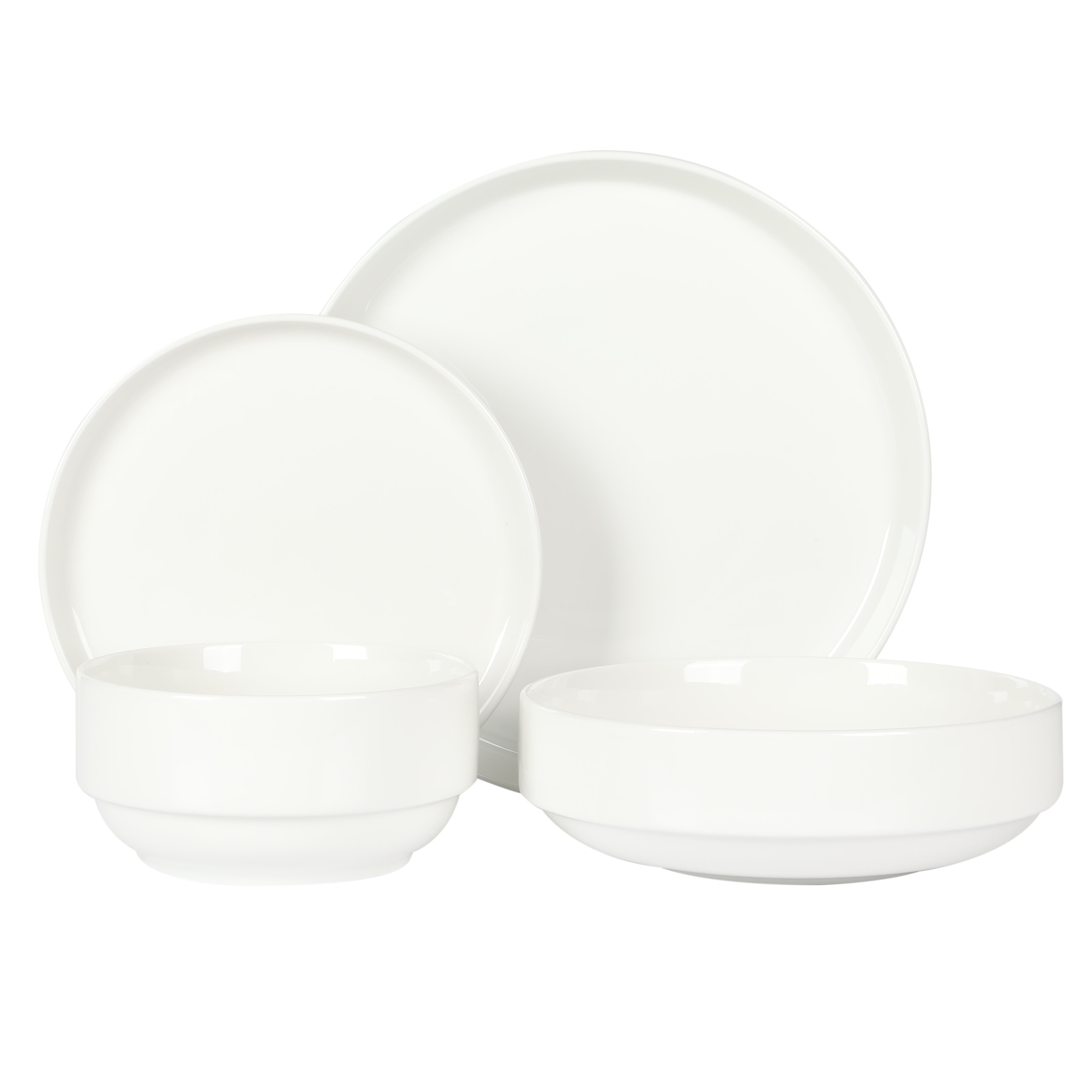 Gibson Home Rothernberg 16 Piece Stackable Porcelain Plates and Bowls Dinnerware Set