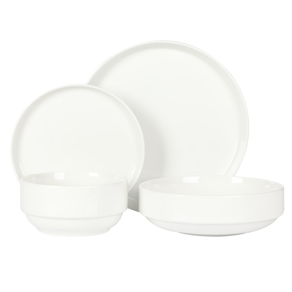 Gibson Home Rothernberg 16 Piece Stackable Porcelain Plates and Bowls