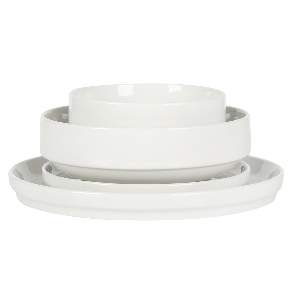 Gibson Home Rothernberg 16 Piece Stackable Porcelain Plates and Bowls
