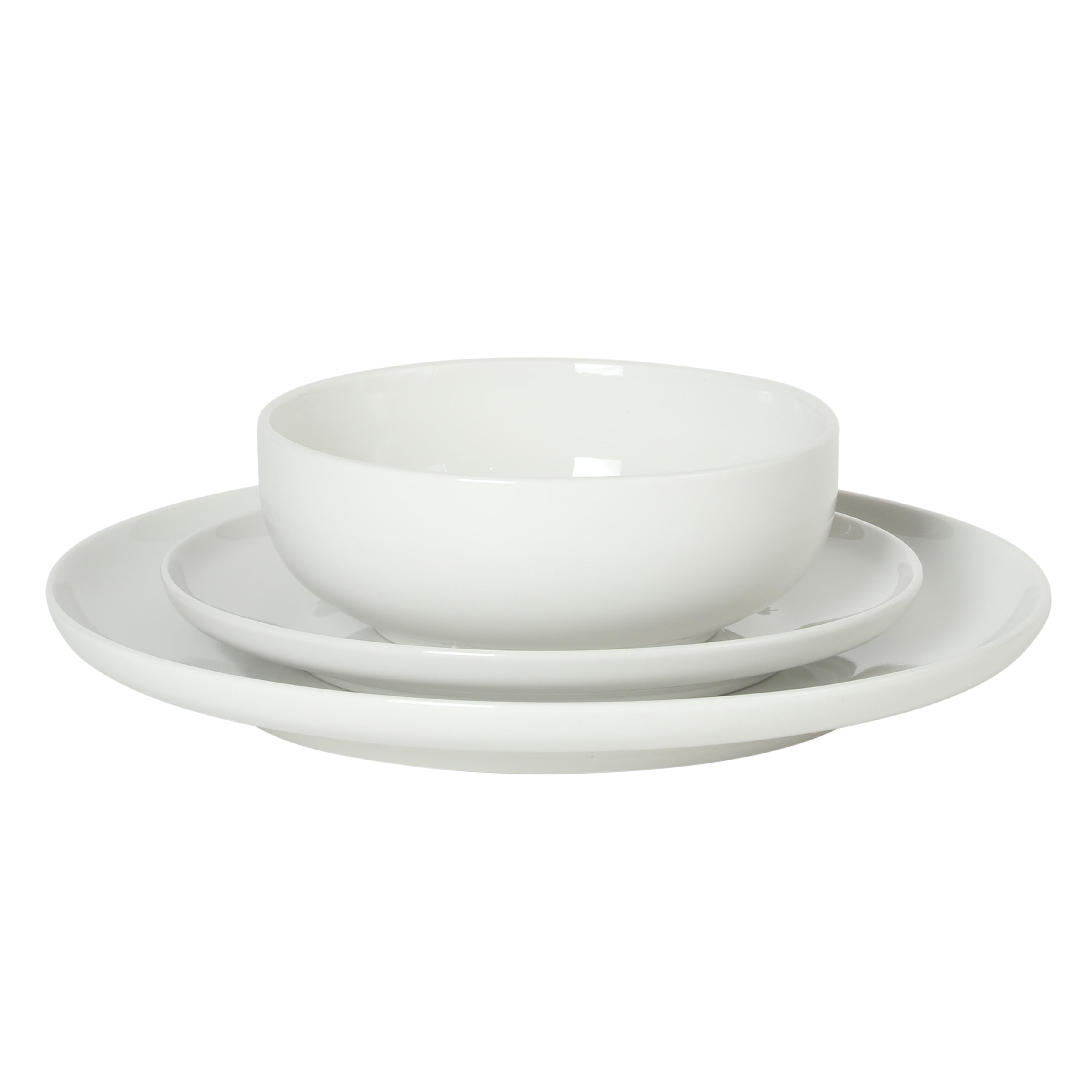 Gibson Home Havenstone 12-Piece Porcelain Dinnerware Set – Dinner Plates, Salad Plates & Bowls, Classic White Everyday Dish Set for Home, Kitchen, Microwave & Dishwasher Safe