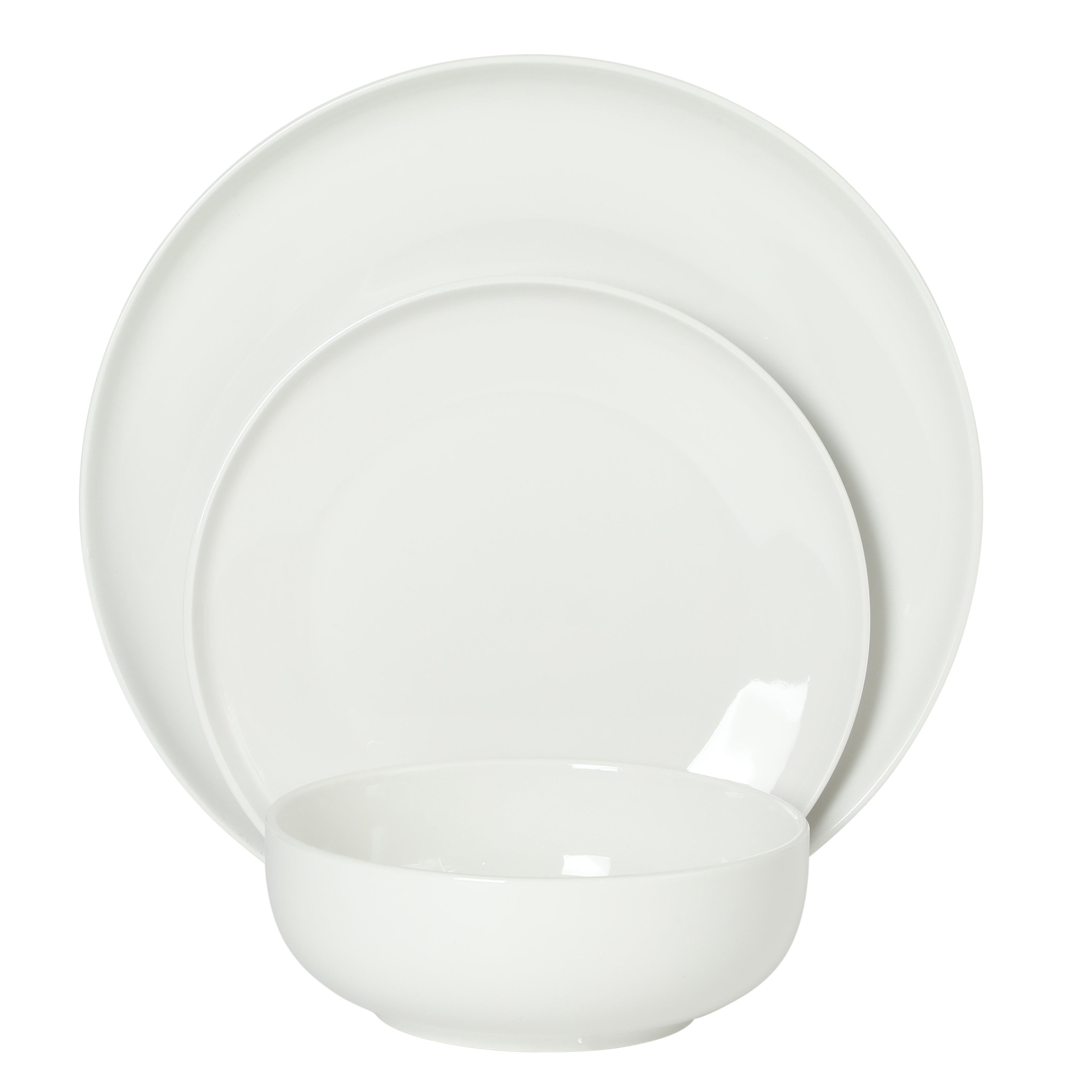 Gibson Home Havenstone 12-Piece Porcelain Dinnerware Set – Dinner Plates, Salad Plates & Bowls, Classic White Everyday Dish Set for Home, Kitchen, Microwave & Dishwasher Safe