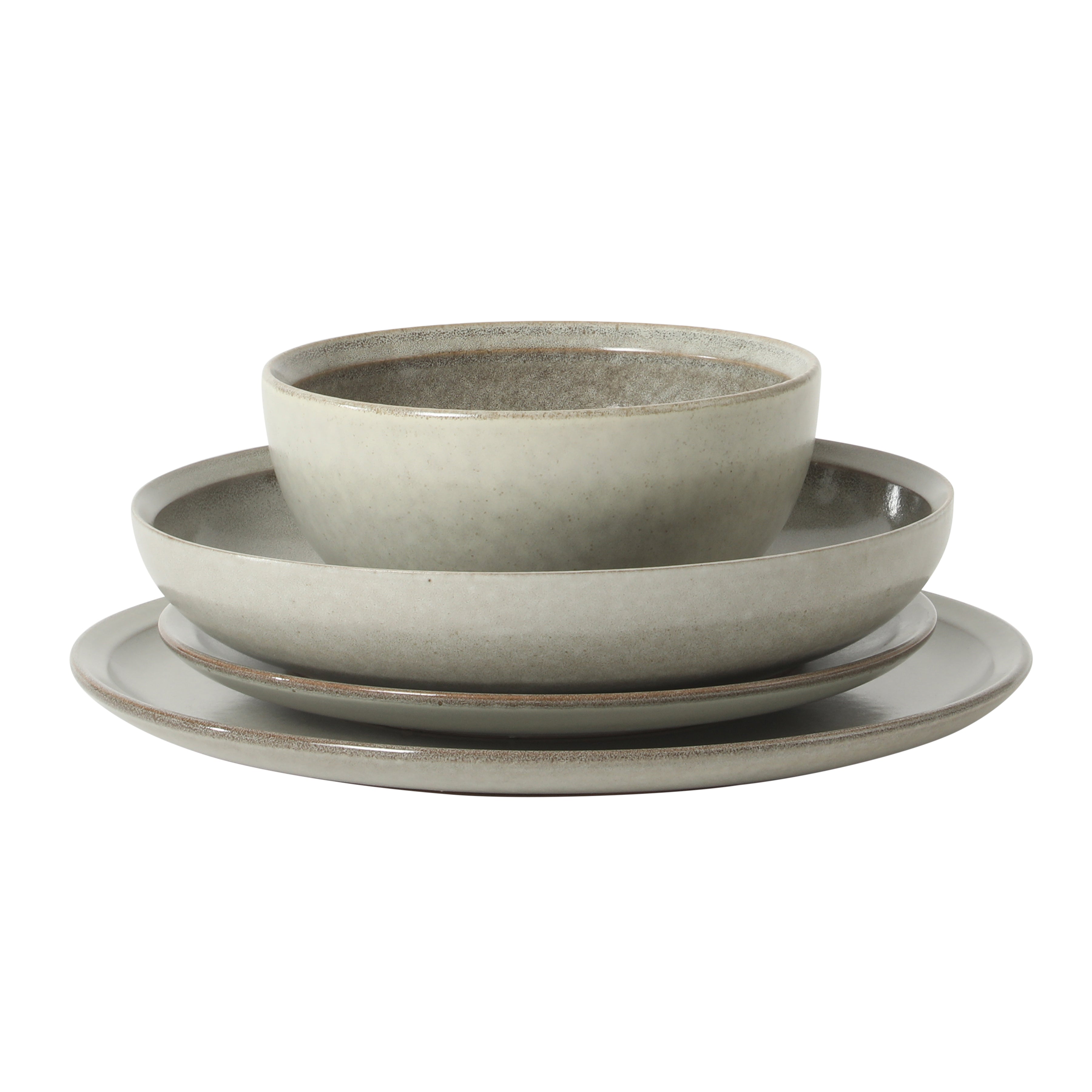 Gibson Elite Beckett Stoneware Matte Reactive Glaze 16 Piece (Service for 4) Plates and Bowls Dinnerware Set