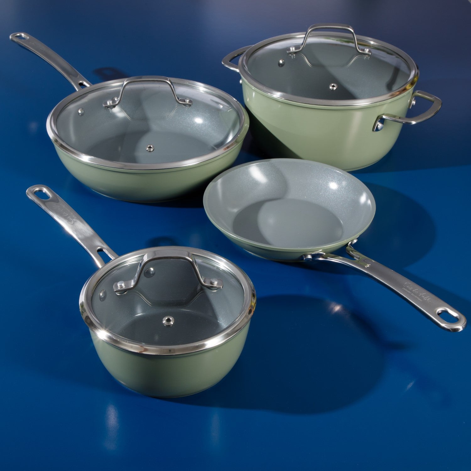 10-Piece Our Table Forged Aluminum Ceramic Nonstick Cookware Set only  $60.00