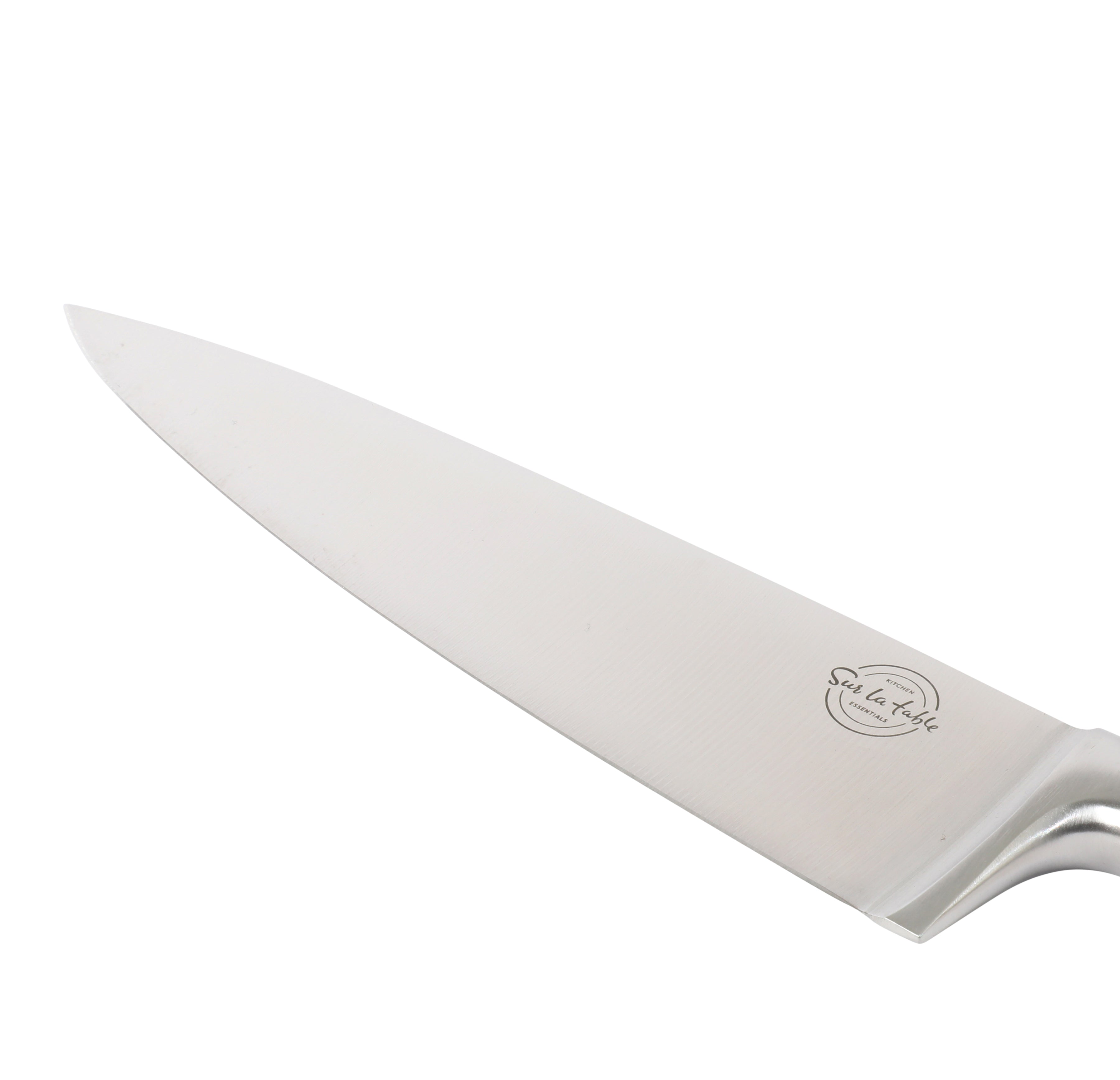 Sur La Table Kitchen Essential German Steel Chef’s Knife, 8-Inch Stainless Steel Blade – Professional Kitchen Knife with Forged Full Tang