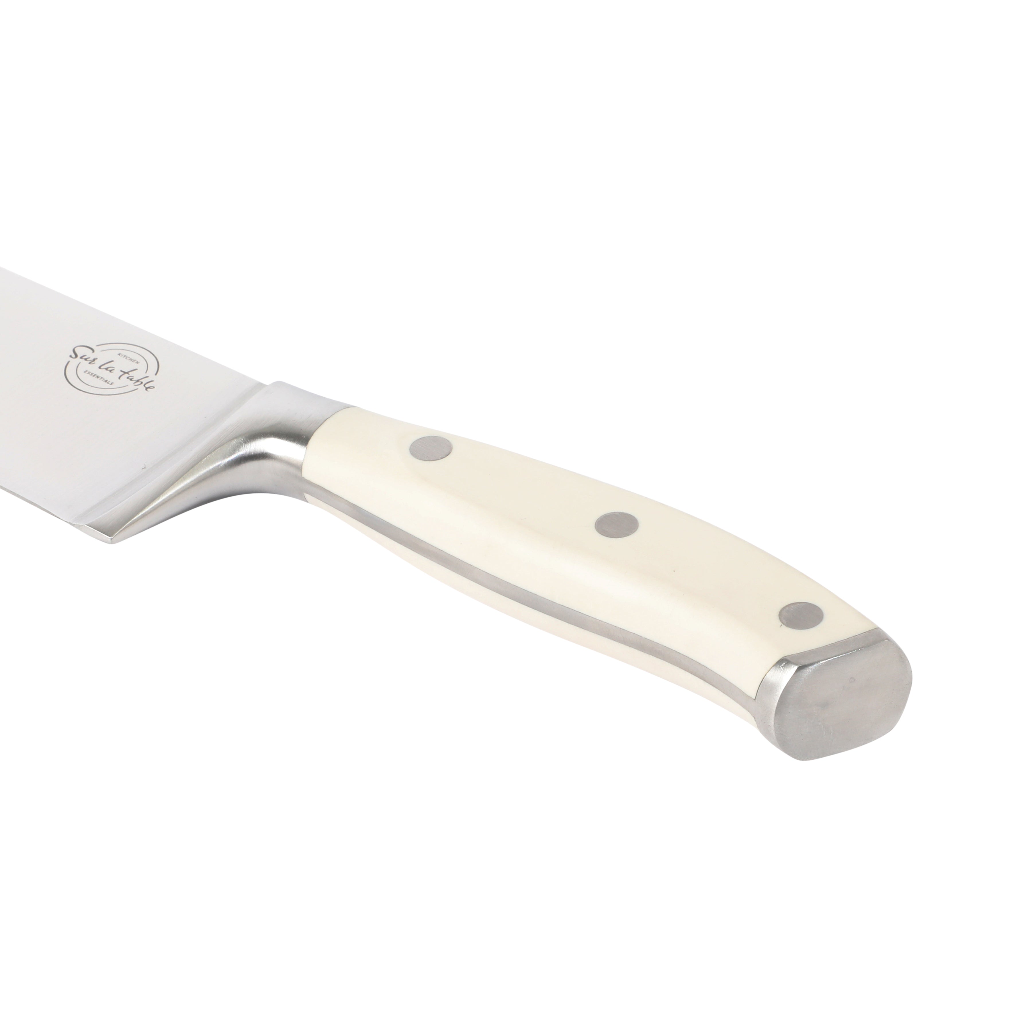 Sur La Table Kitchen Essential German Steel Chef’s Knife, 8-Inch Stainless Steel Blade – Professional Kitchen Knife with Forged Full Tang