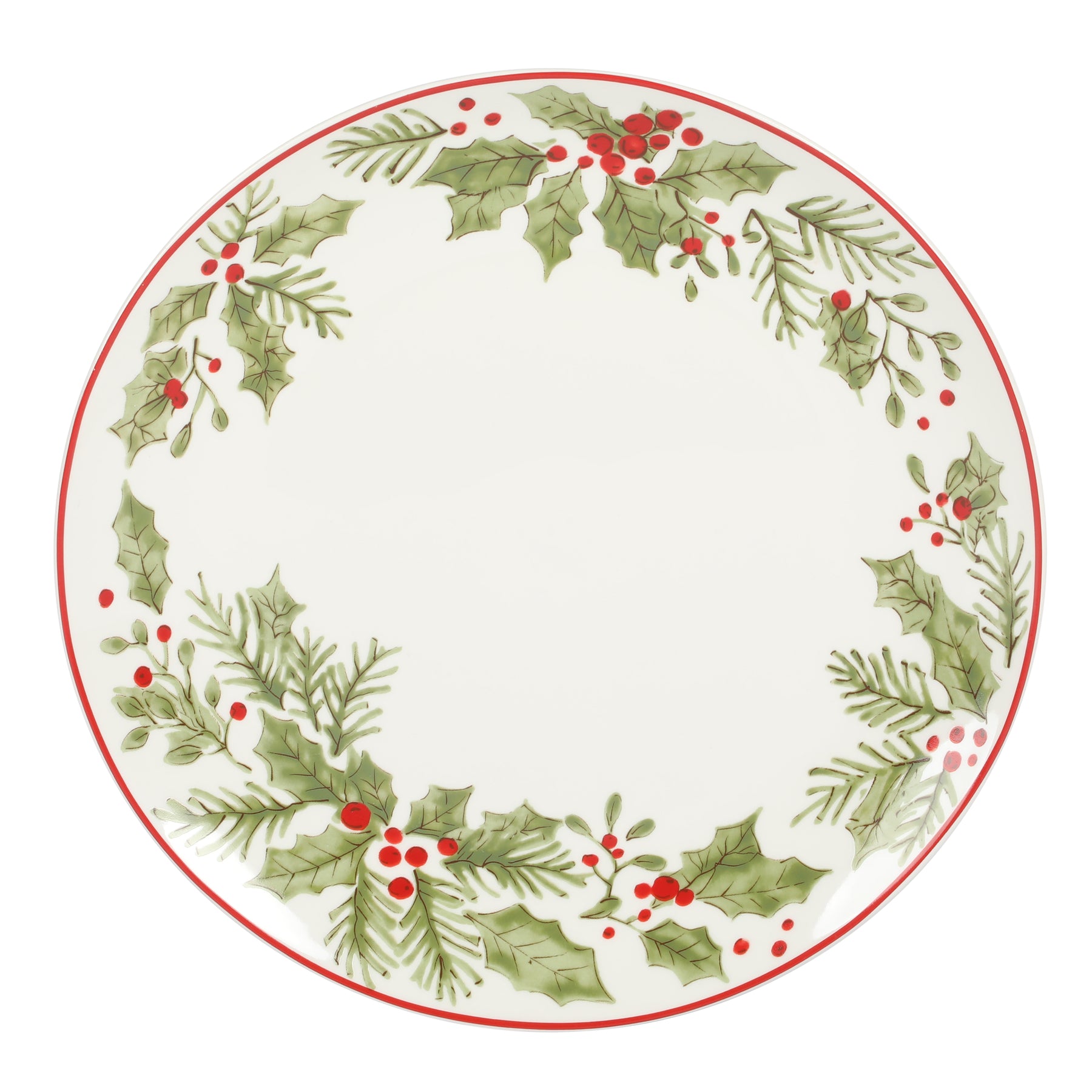 Gibson Home 12 Piece Festive Berries Decorated Porcelain Dinnerware Se