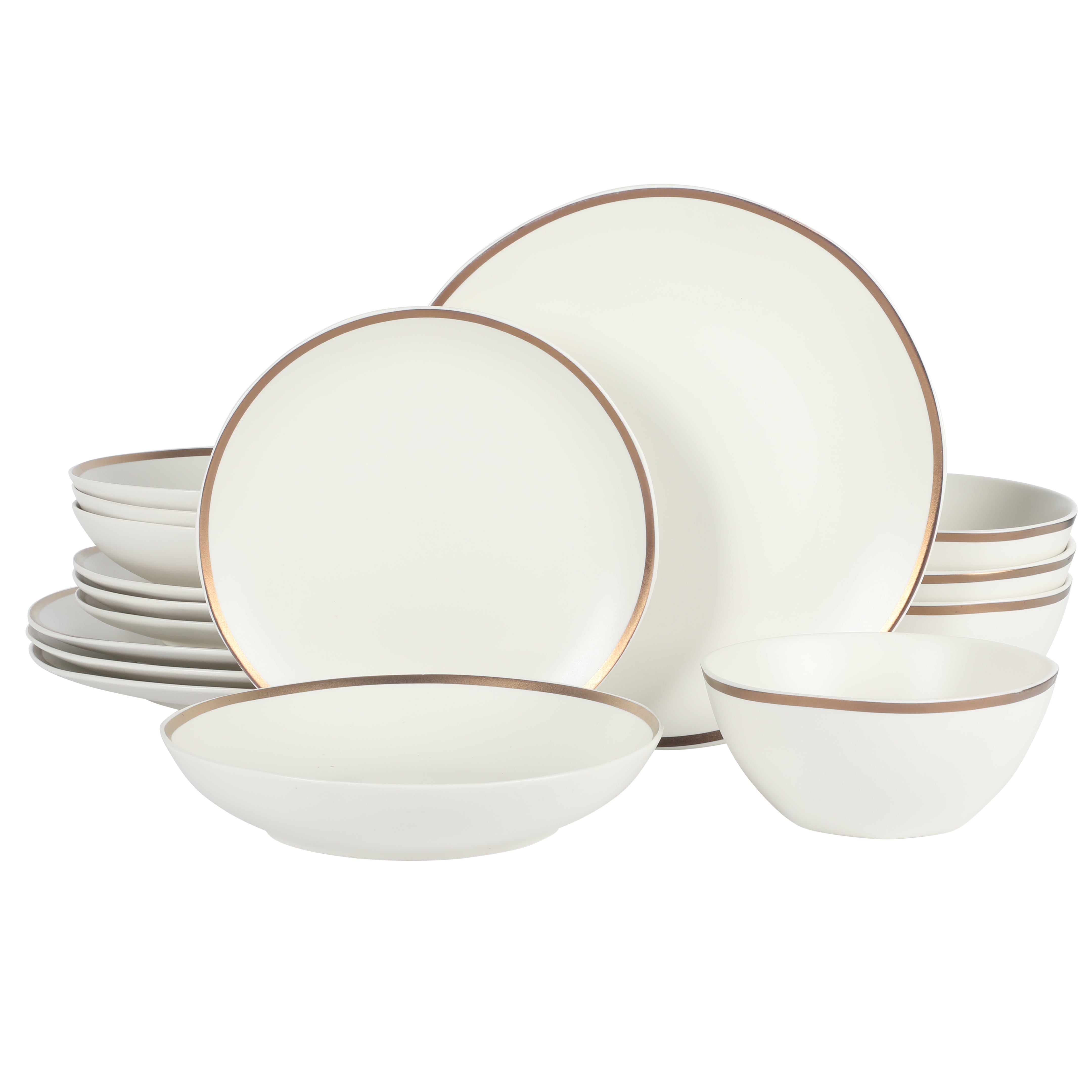 Gibson Elite Kings Road Double Plates and Bowl Organic Round Porcelain Dinnerware Set