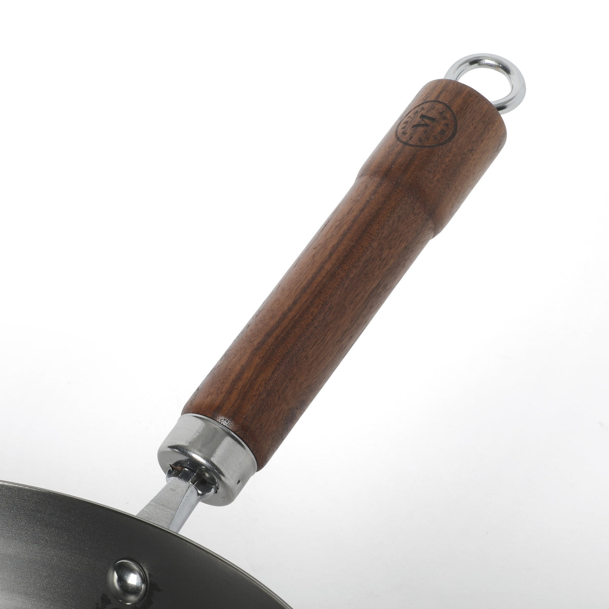 Martha Stewart Chisholm 13.5-Inch Carbon Steel Nonstick Wok, PFAS-Free Wok Pan & Flat Bottom Stir Fry Pan with Long Walnut Wood Handle & Helper Handle, Black