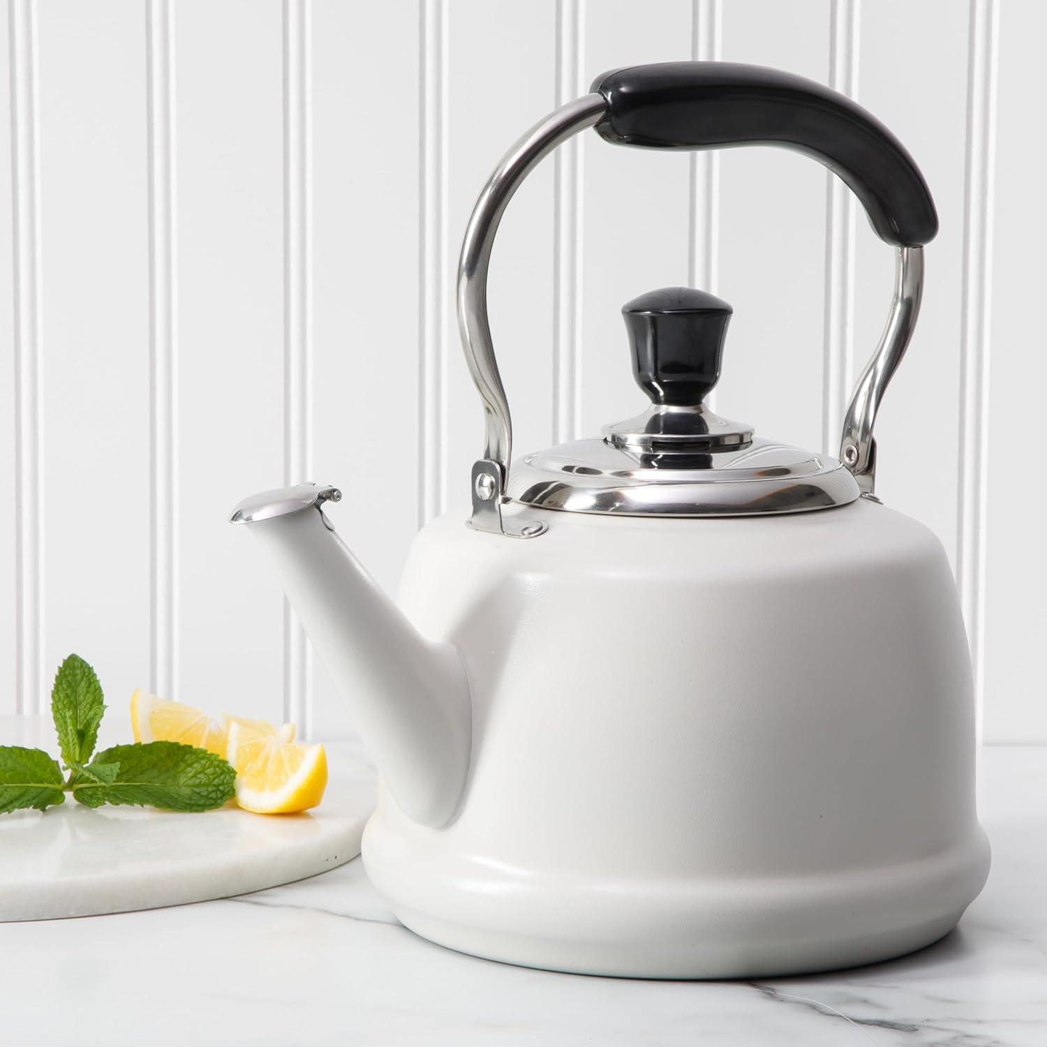 Martha Stewart Kingstree Large 2 Qt Heavy Gauge Stainless Steel Whistling Tea Kettle