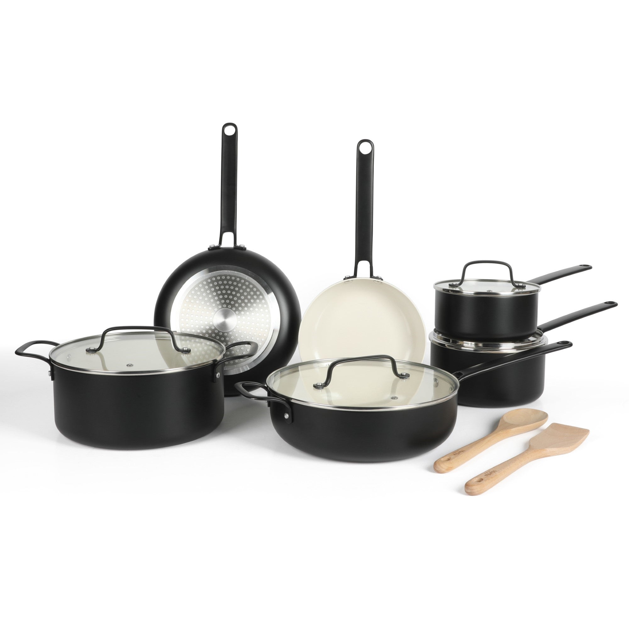 thumbnail image 2 of Martha Stewart Delaroux 10-Piece Stainless Steel Ceramic Nonstick Pots 2 of 14