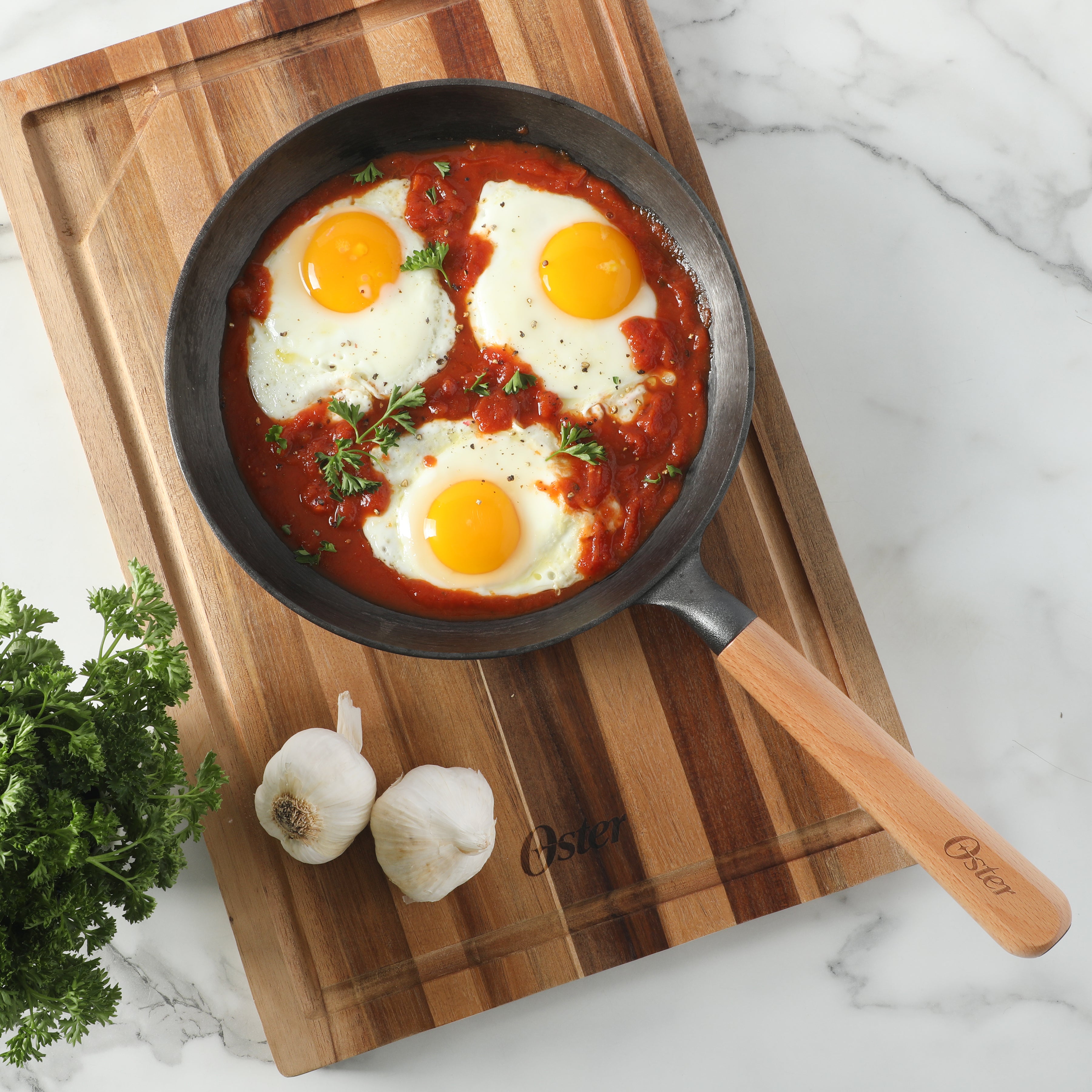Oster Platinum Flintfield 9.5 Inch Pre-Seasoned Cast Iron Skillet with