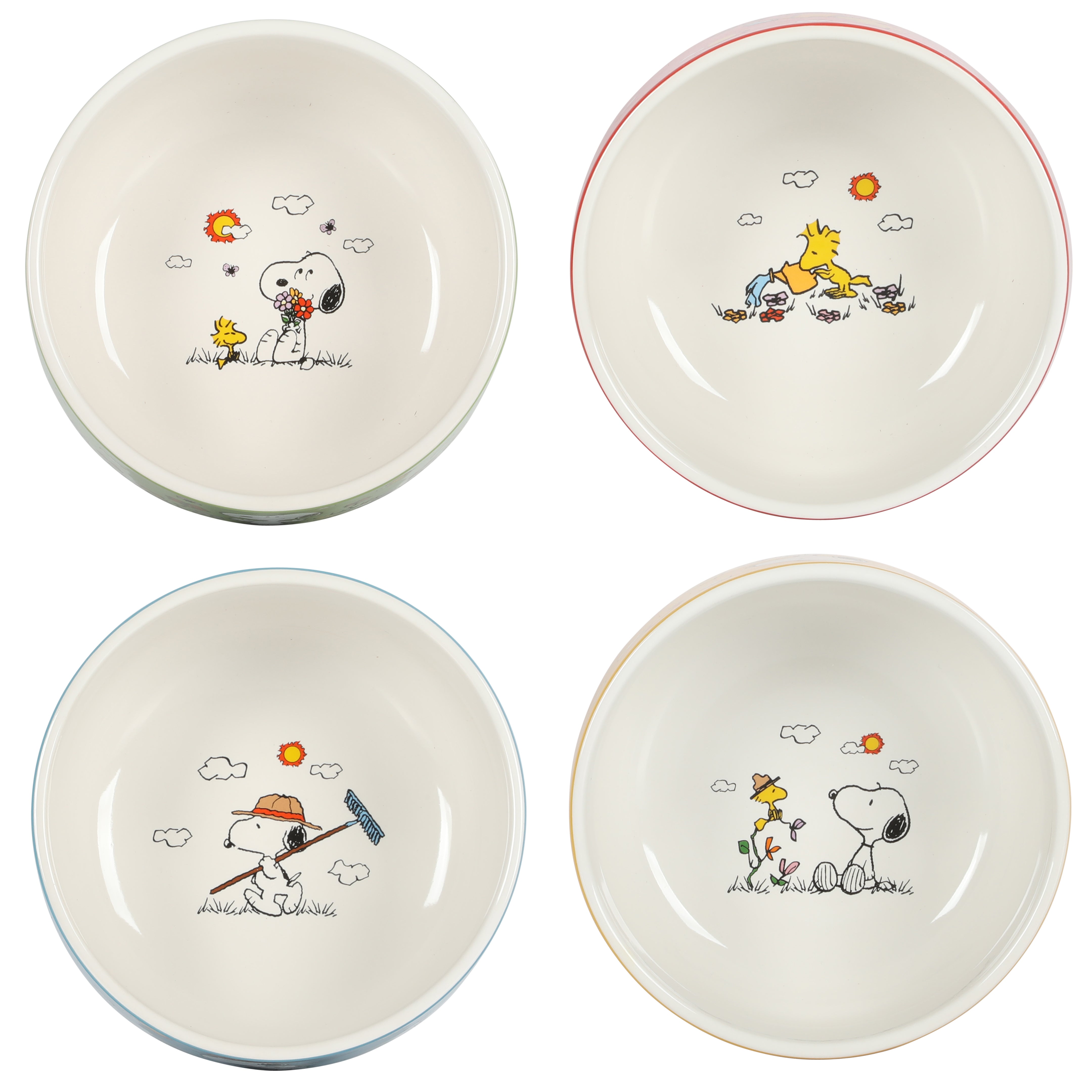 Peanuts Snoopy 4 Pack Stackable 5.5 Decorated Stoneware Bowl Set