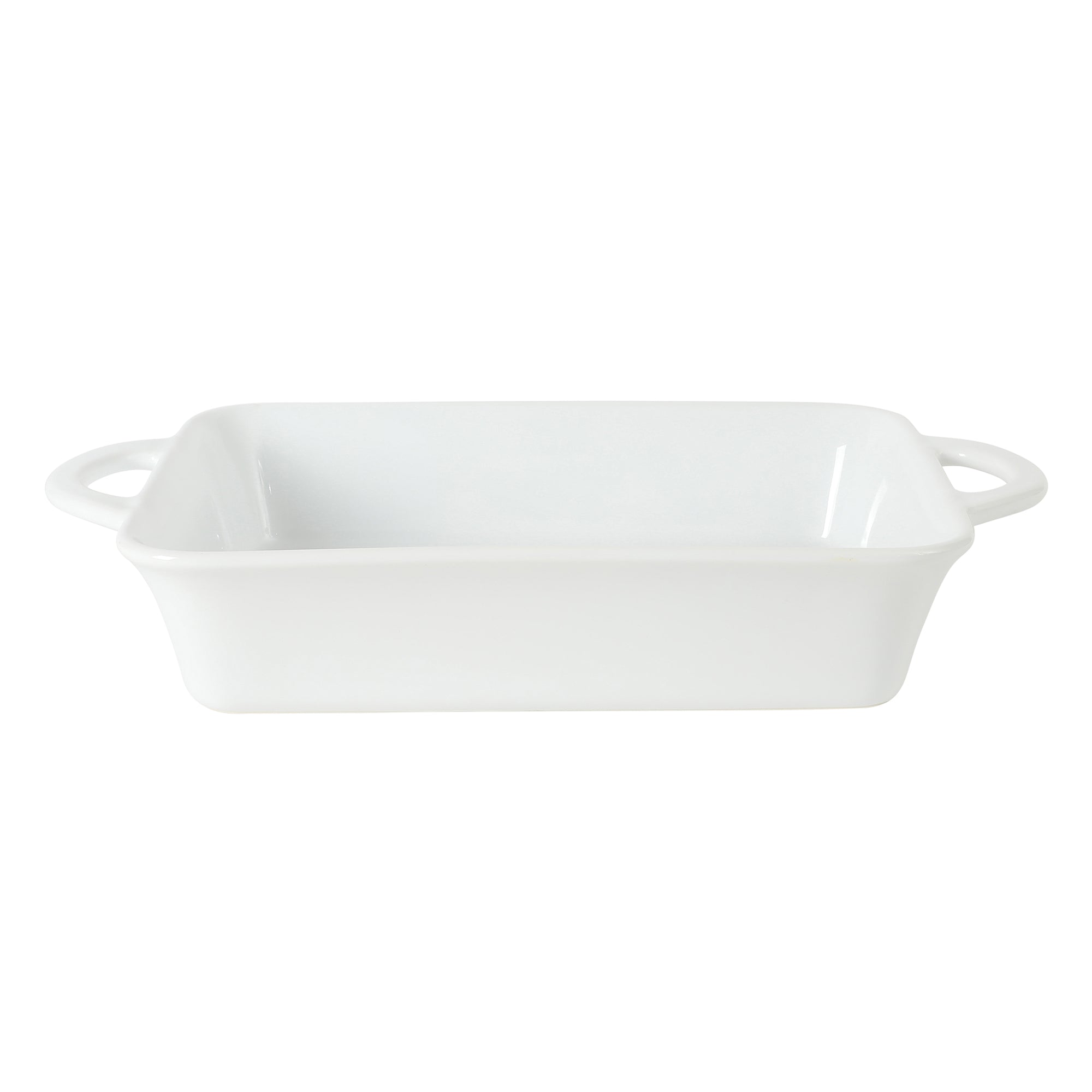 Gibson Home Gracious Dining 2.5-Quart White Stoneware Baking Dish with Handles – 14.6 x 8.5-Inch Rectangular Oven Safe Casserole & Roasting Baker