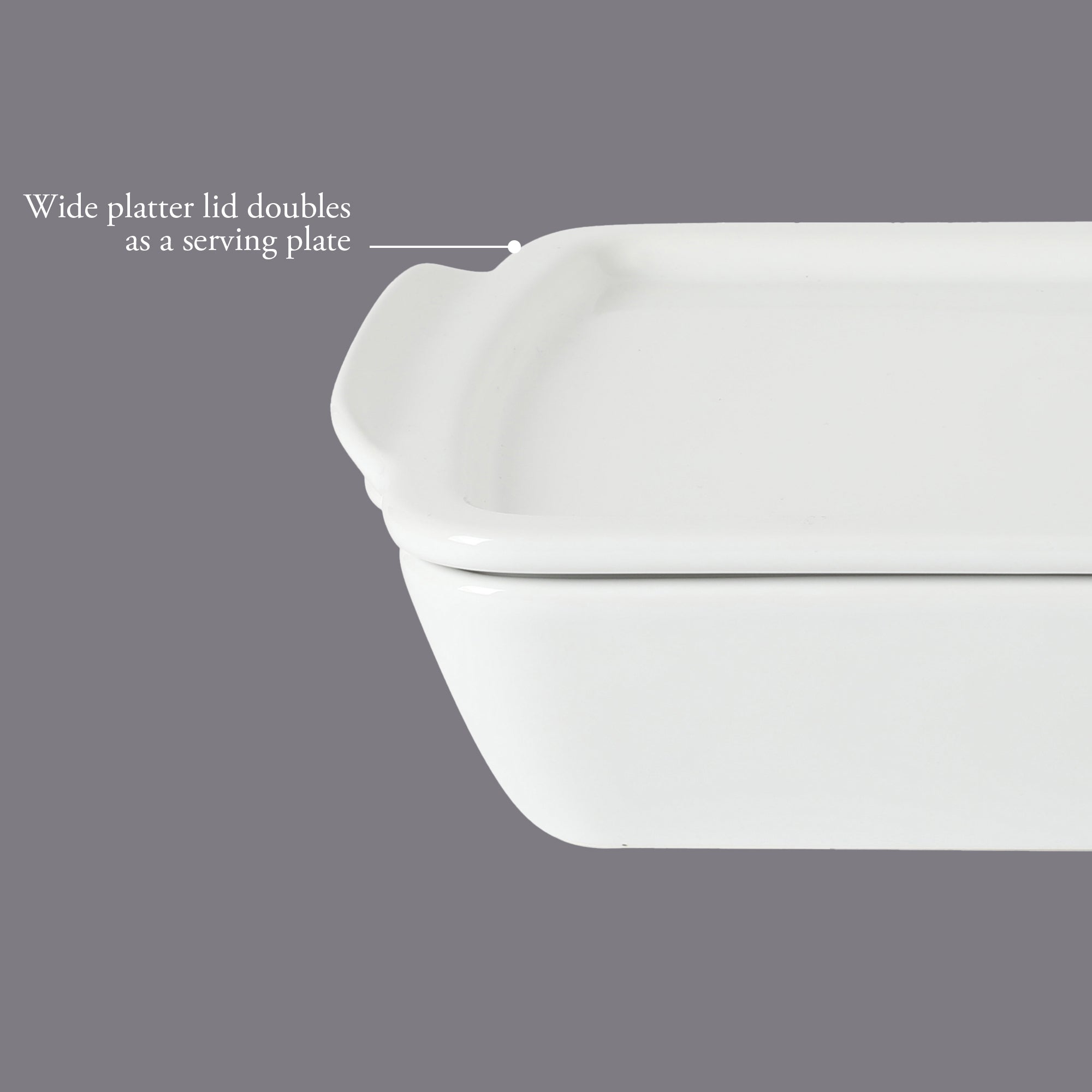 Gibson Home Gracious Dining 2.6-Quart White Stoneware Covered Baking Dish with Multi-Purpose Lid – 12.7 x 9-Inch Rectangular Oven Safe Casserole, Lasagna & Roasting Baker, Lid Doubles as Serveware or Trivet