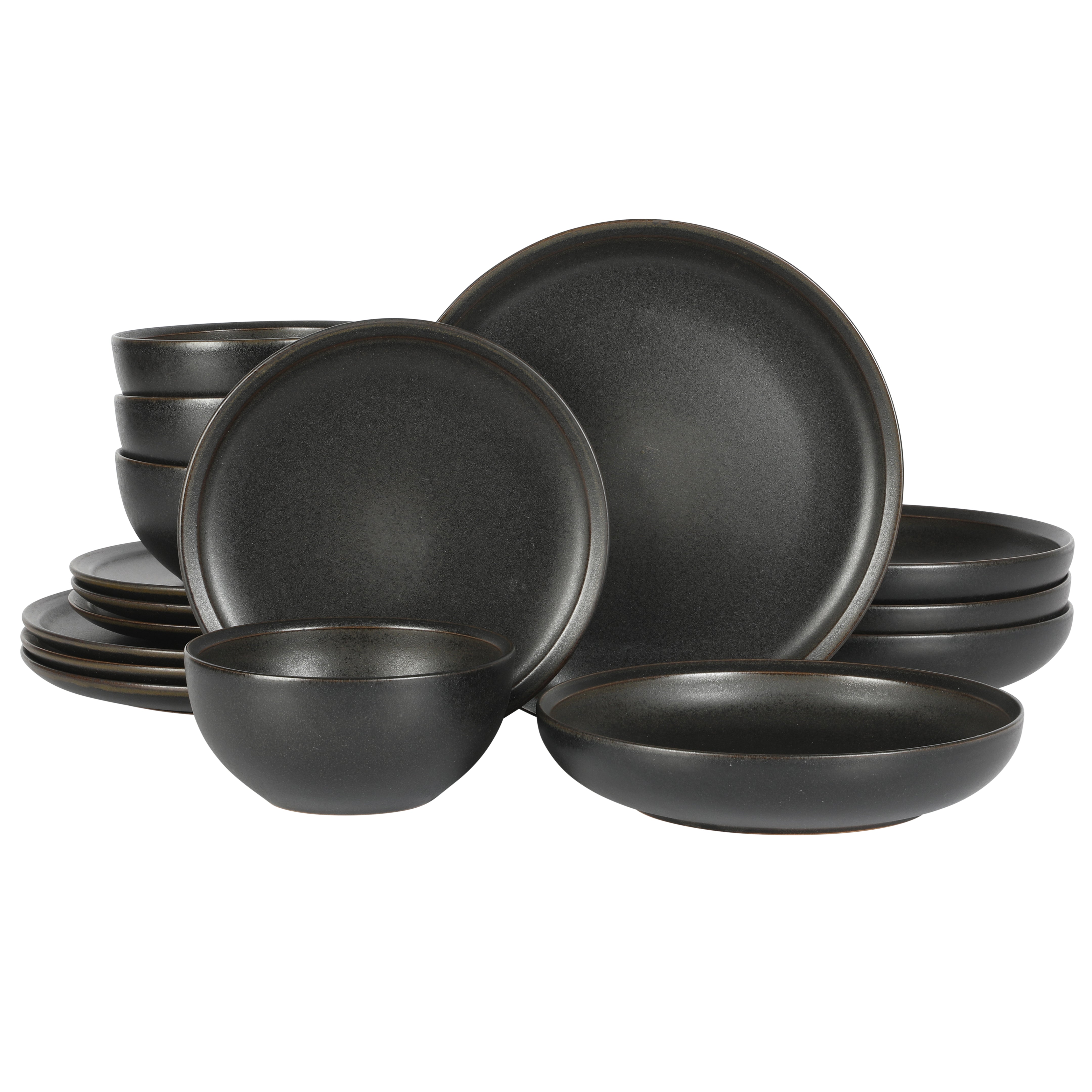 Gibson Elite Beckett Stoneware Matte Reactive Glaze 16 Piece (Service for 4) Plates and Bowls Dinnerware Set