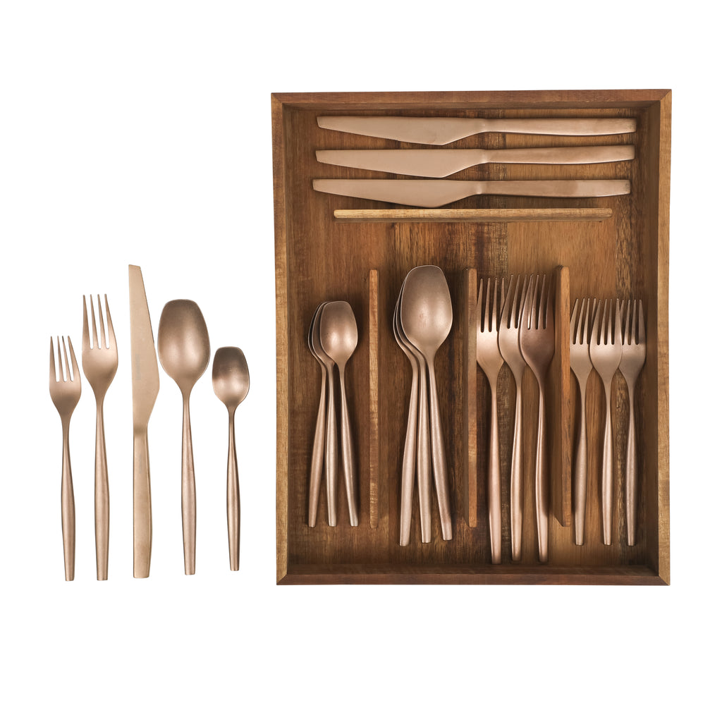 Bloomhouse 20 Piece Stone Washed Flatware 18/10 Stainless Steel Silver