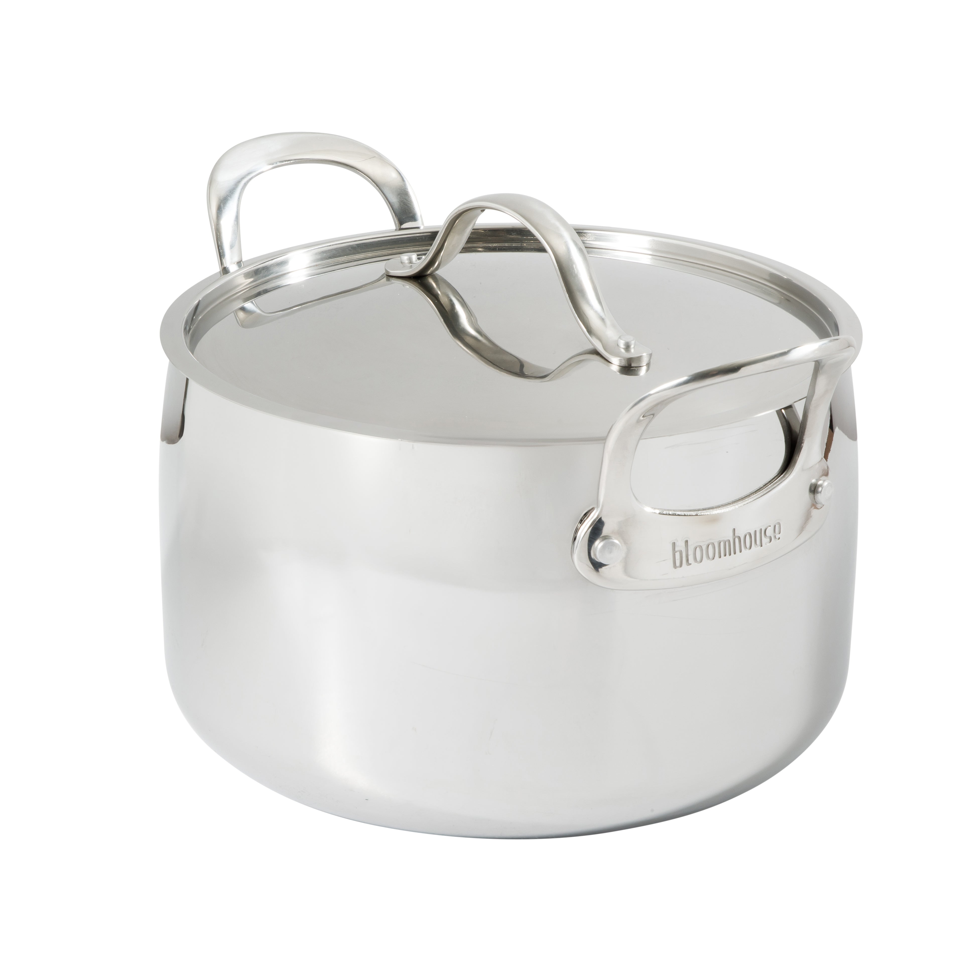 Bloomhouse 8 Quart Tri-Ply Stainless Steel Stock Pot with Lid – Dutch Oven, Oven Safe, Dishwasher Safe