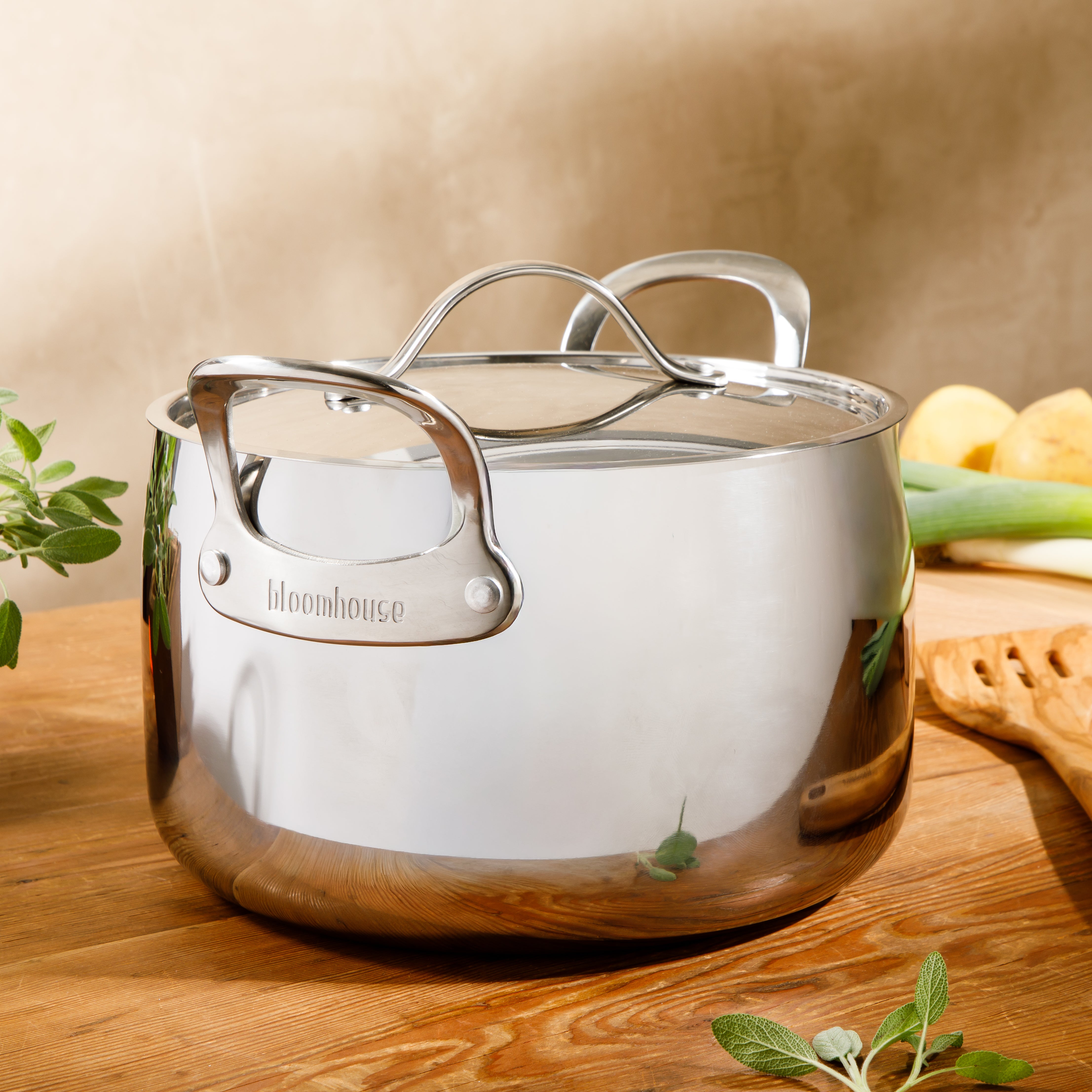 Bloomhouse 8 Quart Tri-Ply Stainless Steel Stock Pot with Lid – Dutch Oven, Oven Safe, Dishwasher Safe