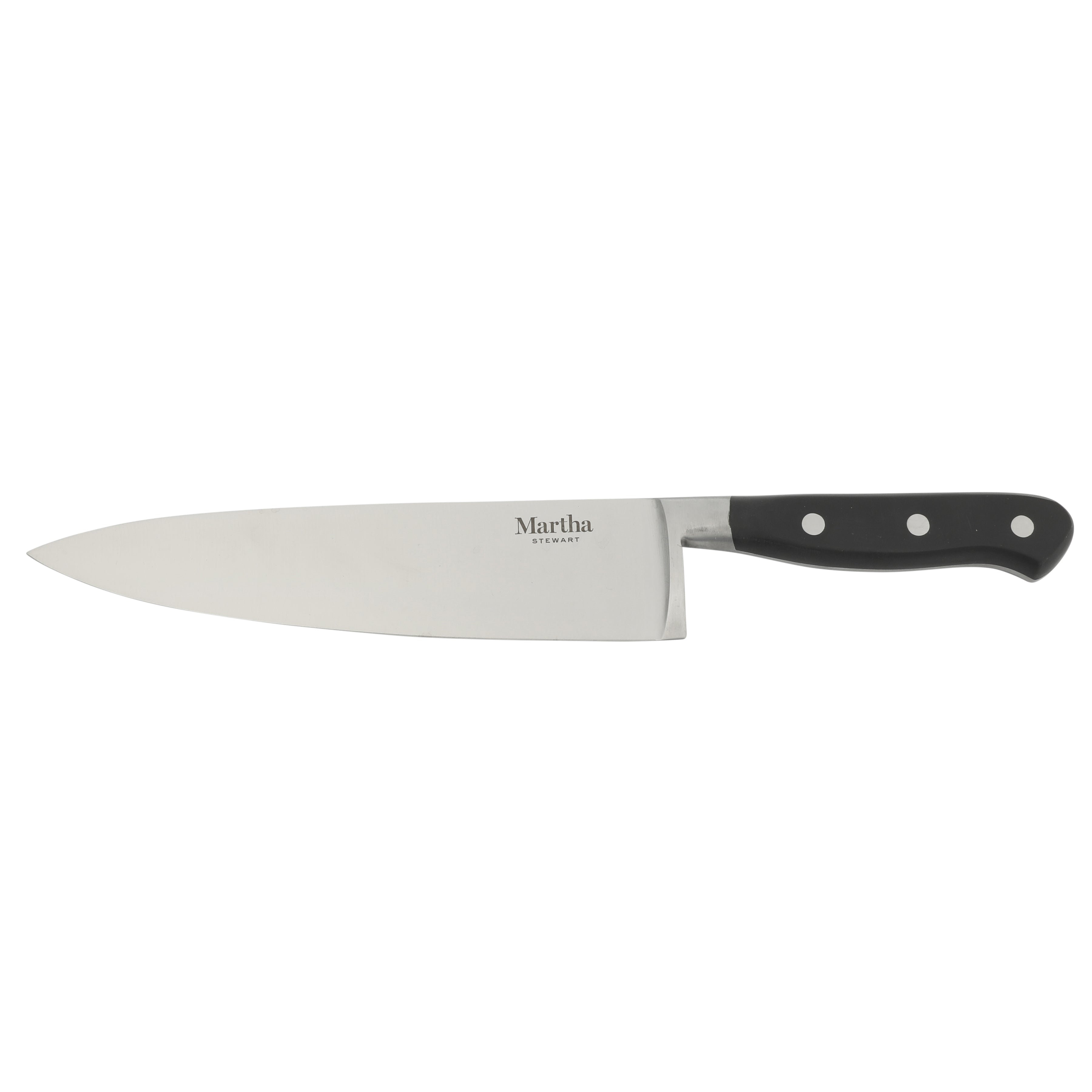 Martha Stewart Carverton 8" Chef Knife, High Carbon Stainless Steel Kitchen Knive  W/ Black Triple Rivet Handle