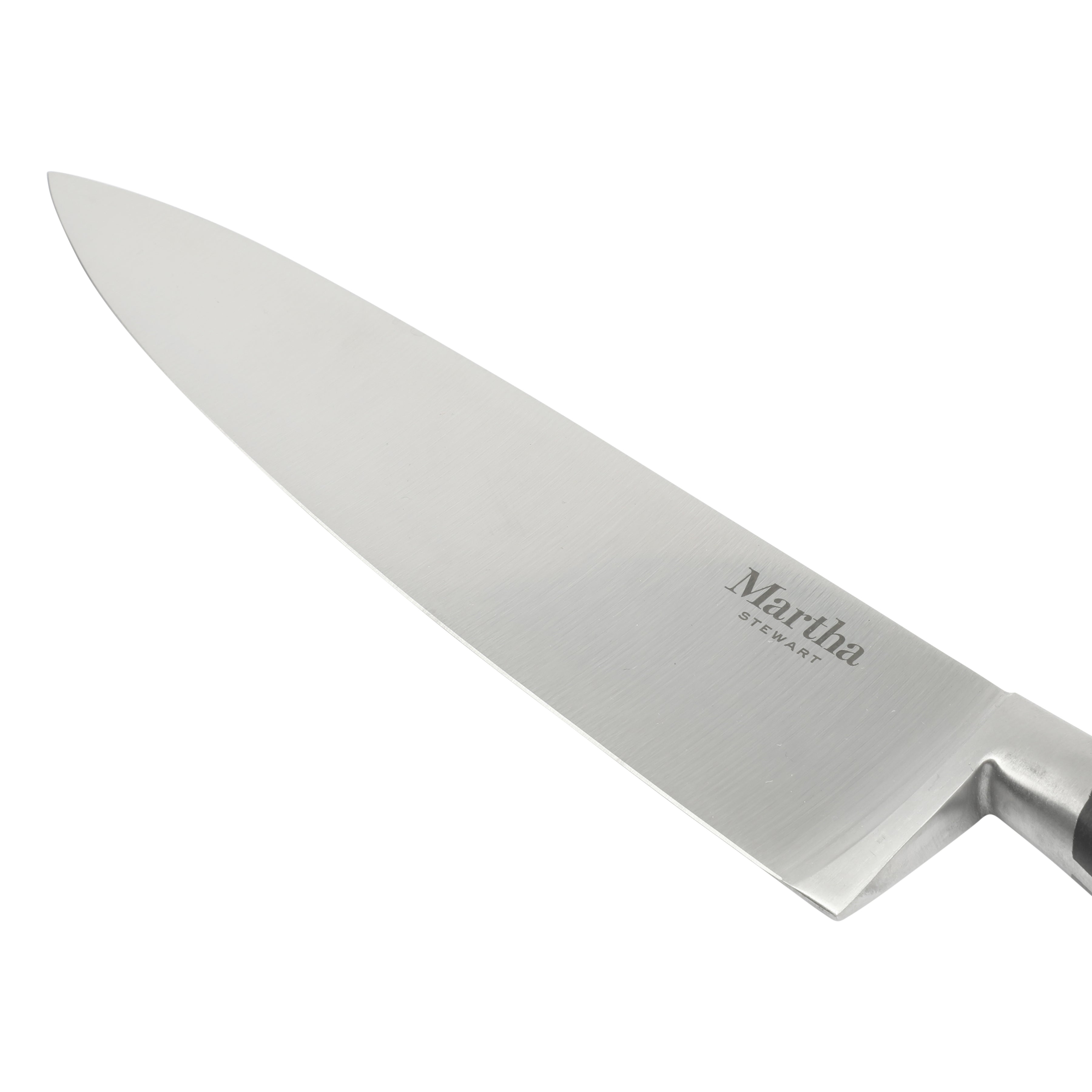 Martha Stewart Carverton 8" Chef Knife, High Carbon Stainless Steel Kitchen Knive  W/ Black Triple Rivet Handle