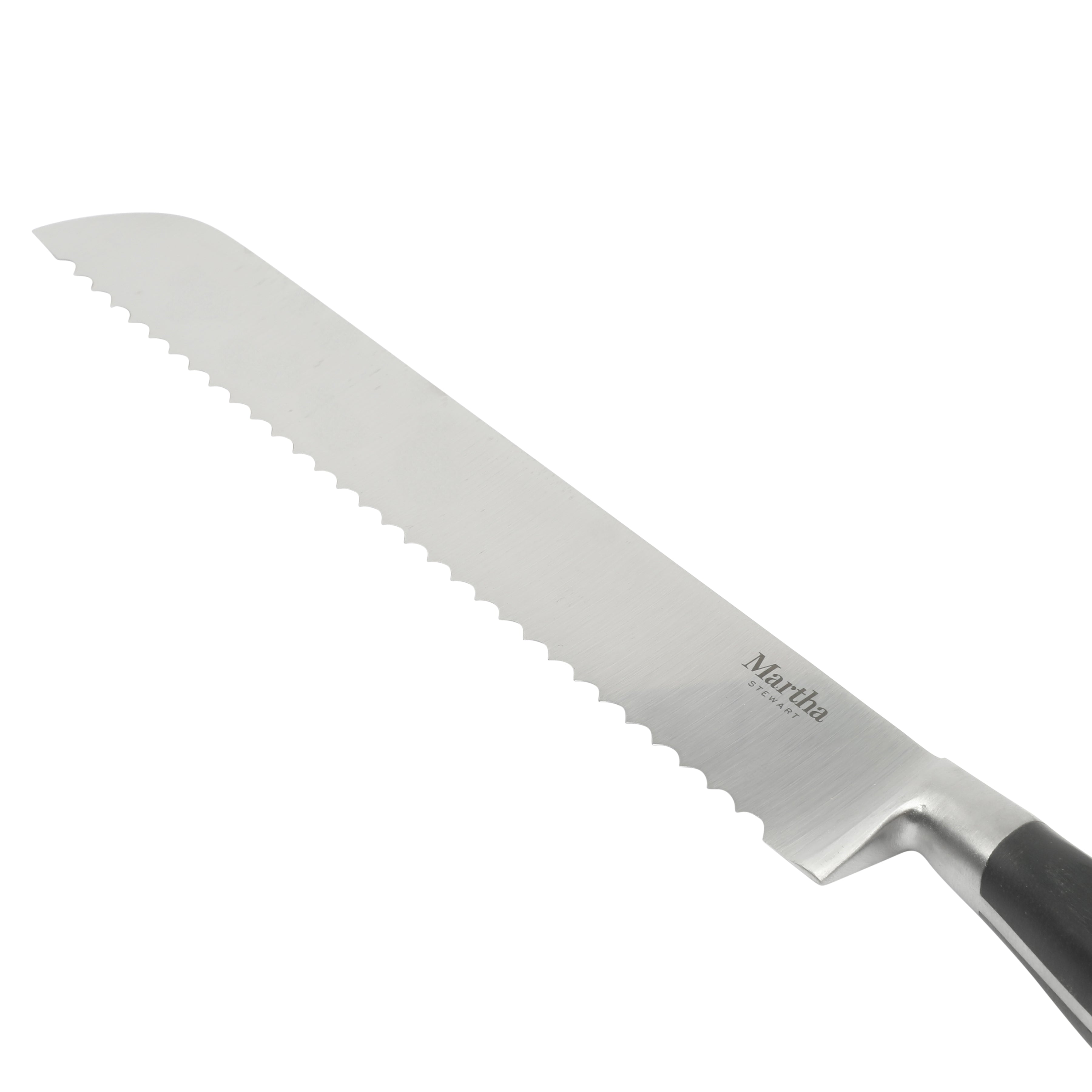 Martha Stewart Carverton 8" Bread Knife, High Carbon Stainless Steel Kitchen Knive  W/ Black Triple Rivet Handle