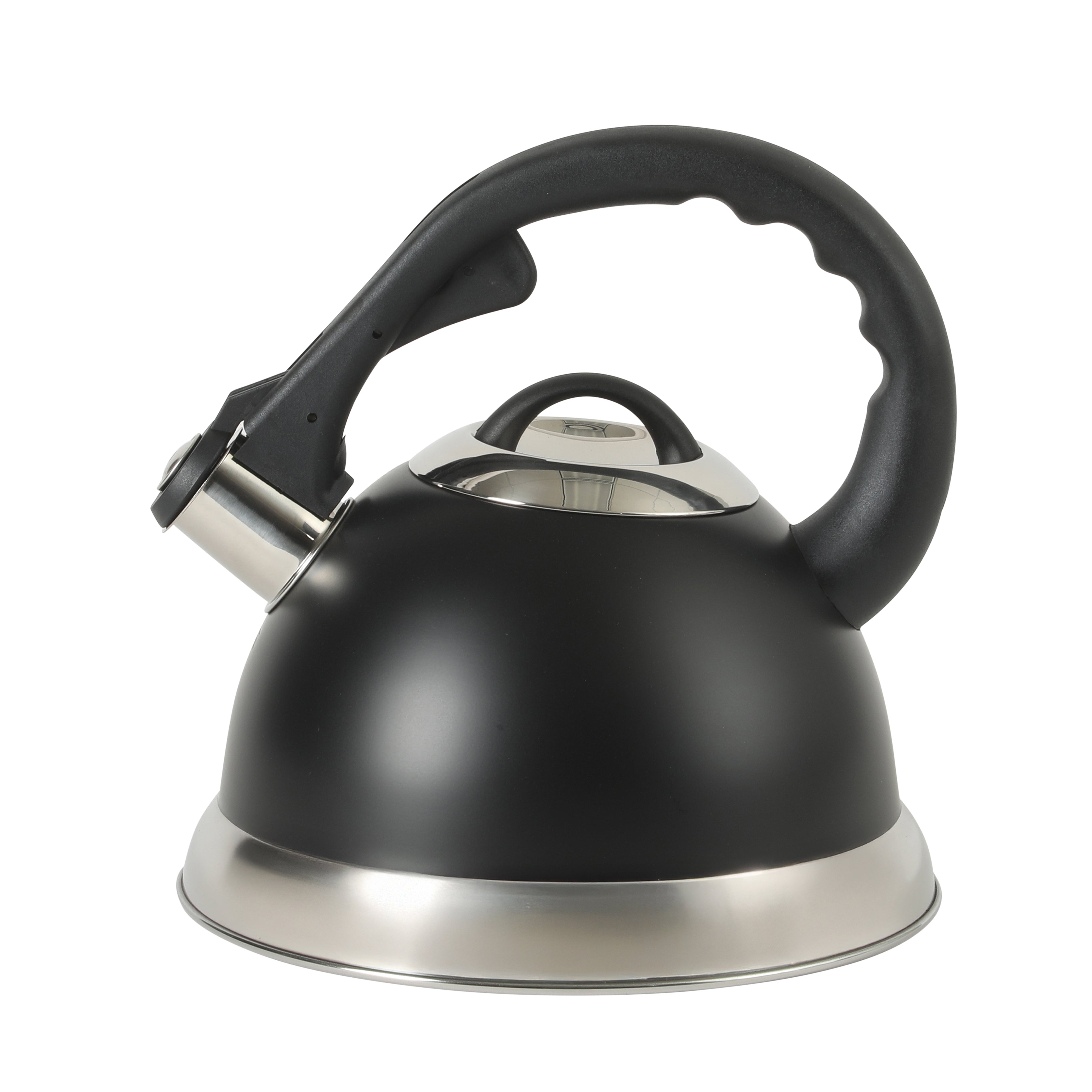 Mr. Coffee Clarefield 2.4 Quart Whistling Tea Kettle – Stovetop Water Kettle with Lid, Heat-Resistant Nylon Handle and Knob, Stainless Steel Trim