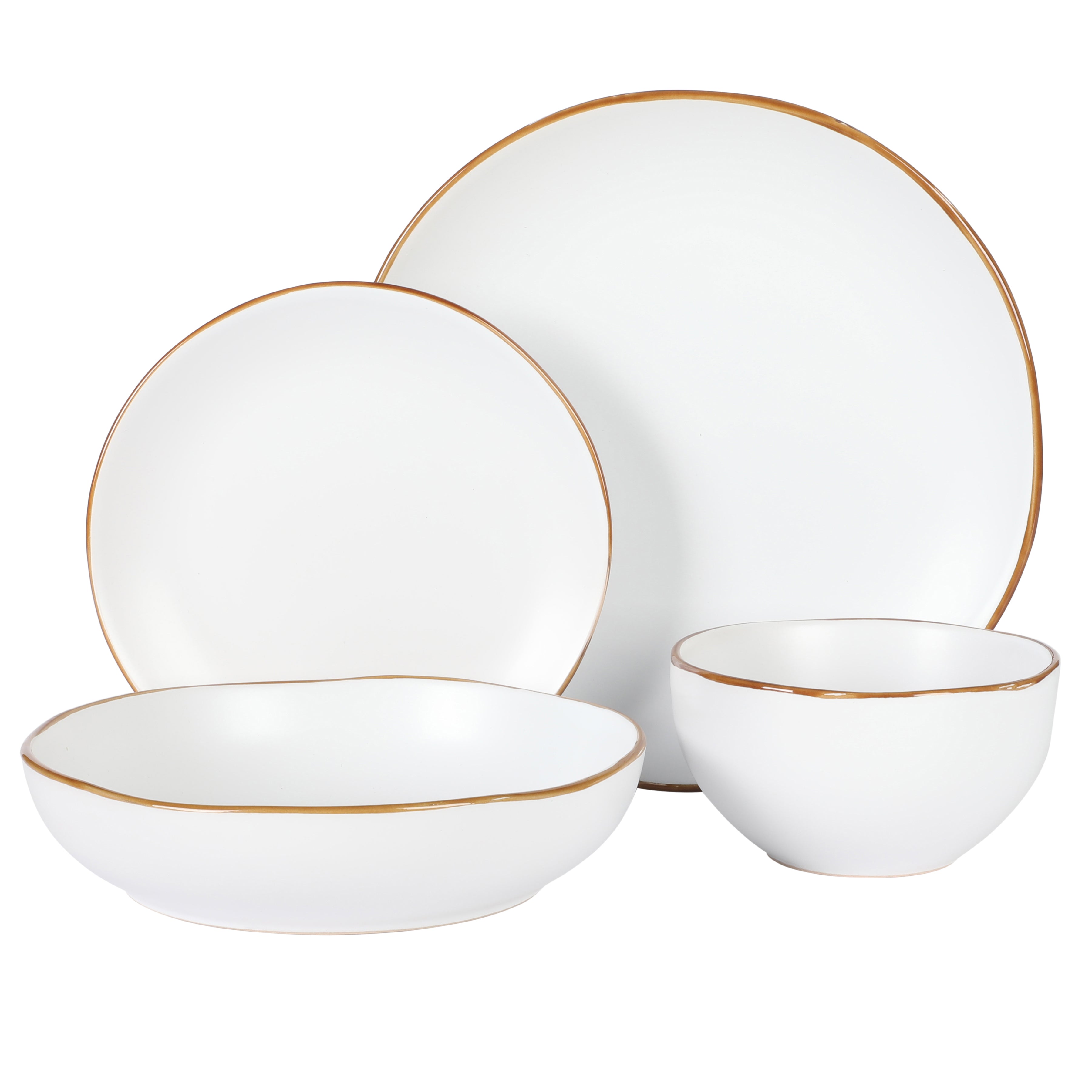 Gibson Home Hazeltine 16 Piece Plates and Bowls Dishes Stoneware Ceramic Dinnerware Set