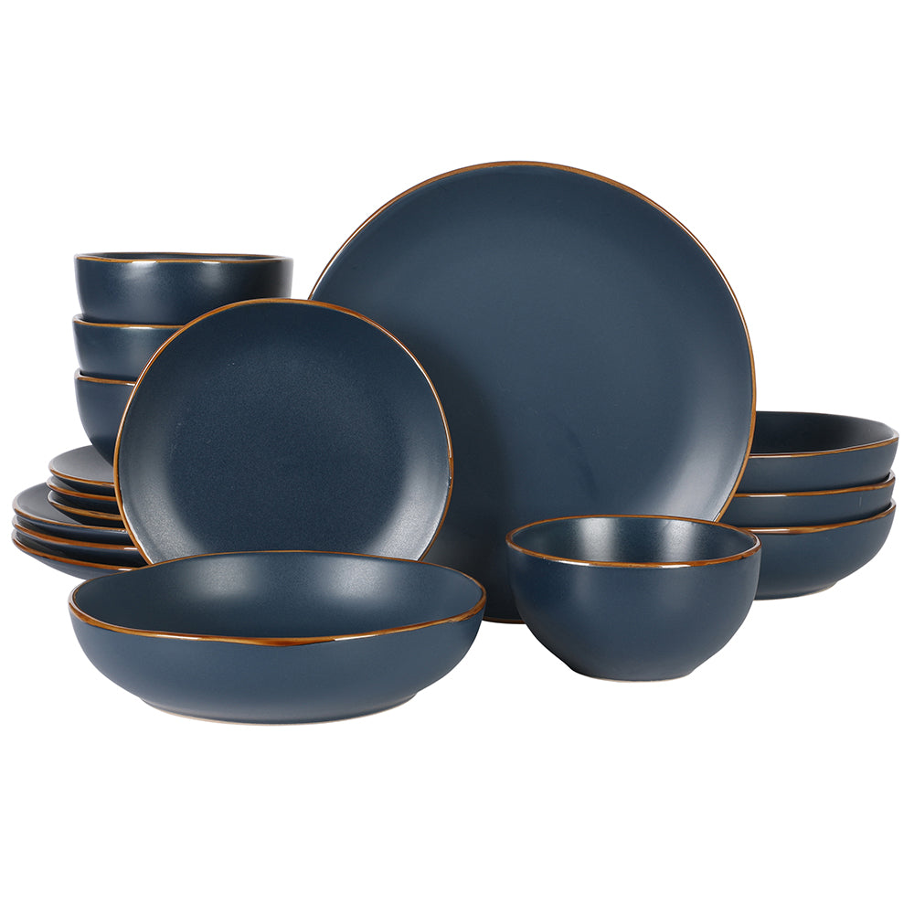 Gibson Home Hazeltine 16 Piece Plates and Bowls Dishes Stoneware Ceramic Dinnerware Set