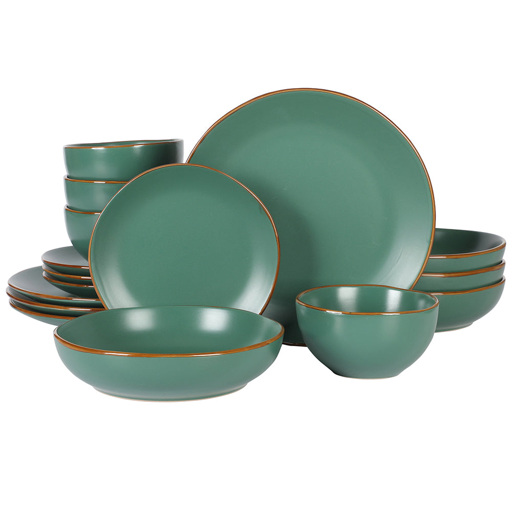 Gibson Home Hazeltine 16 Piece Plates and Bowls Dishes Stoneware Ceramic Dinnerware Set