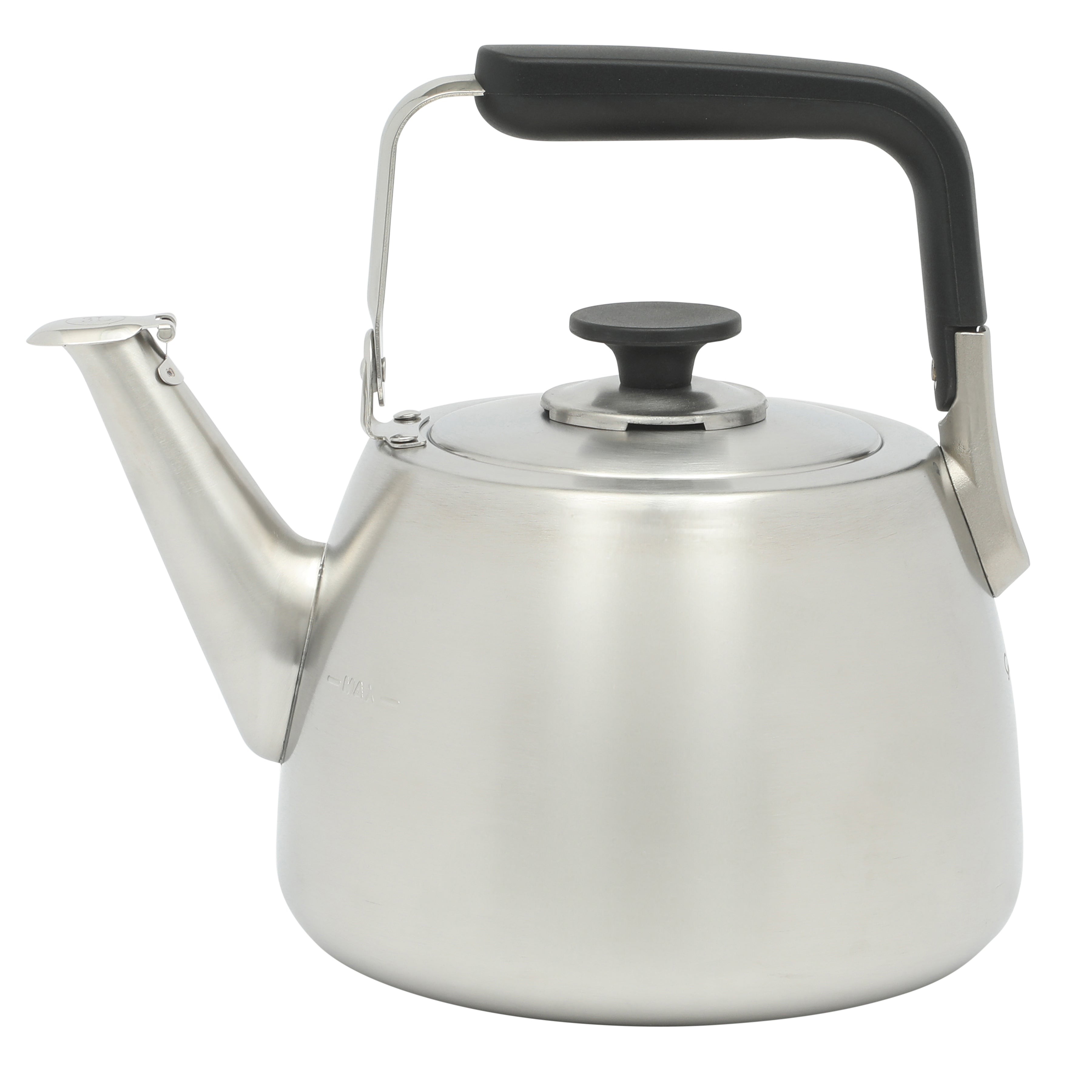 Sur La Table Kitchen Essential Large 2 QT Heavy Gauge Stainless Steel Whistling Tea Kettle