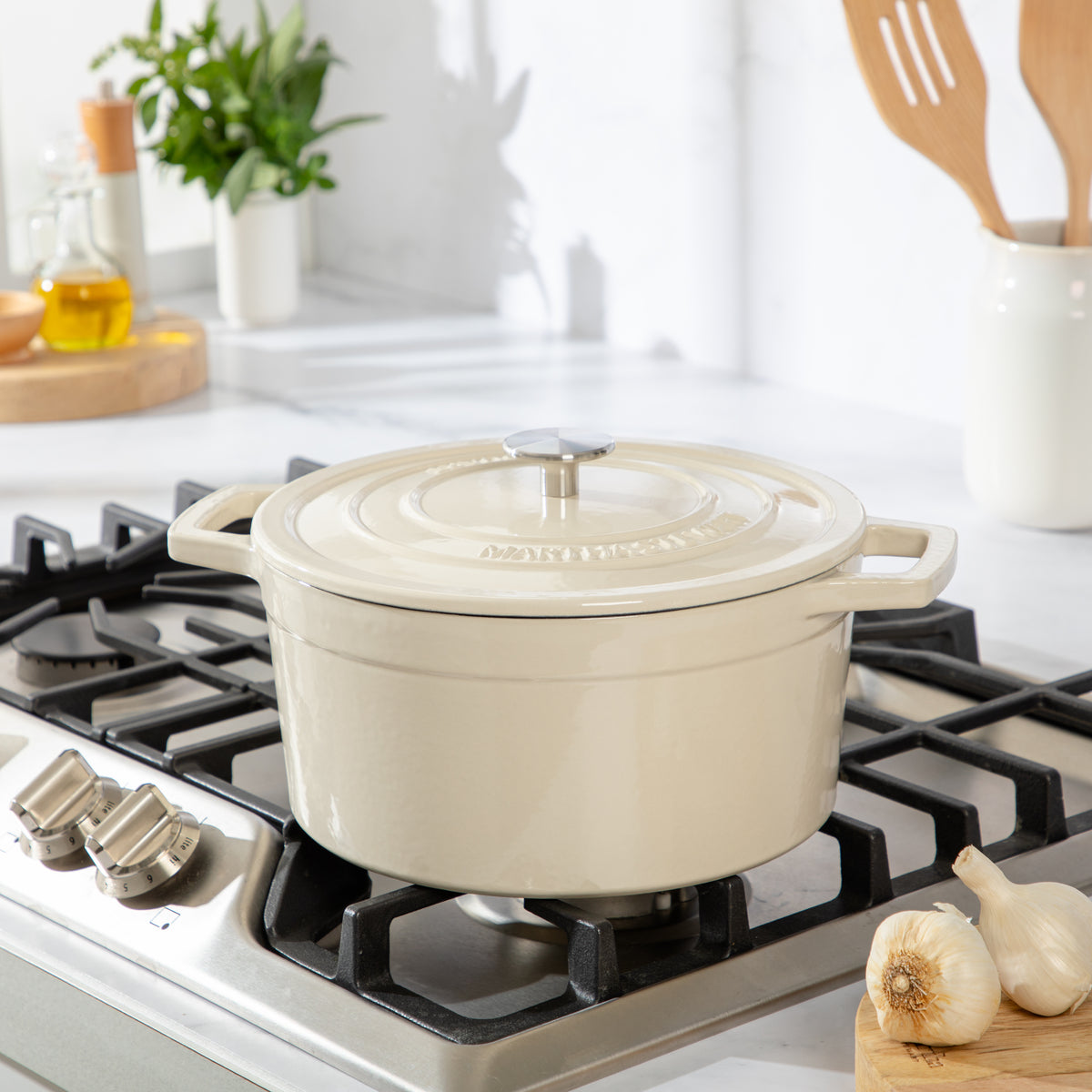 Martha Stewart Galston 6 Quart Enameled Cast Iron Dutch Oven with Lid, Bread Pot
