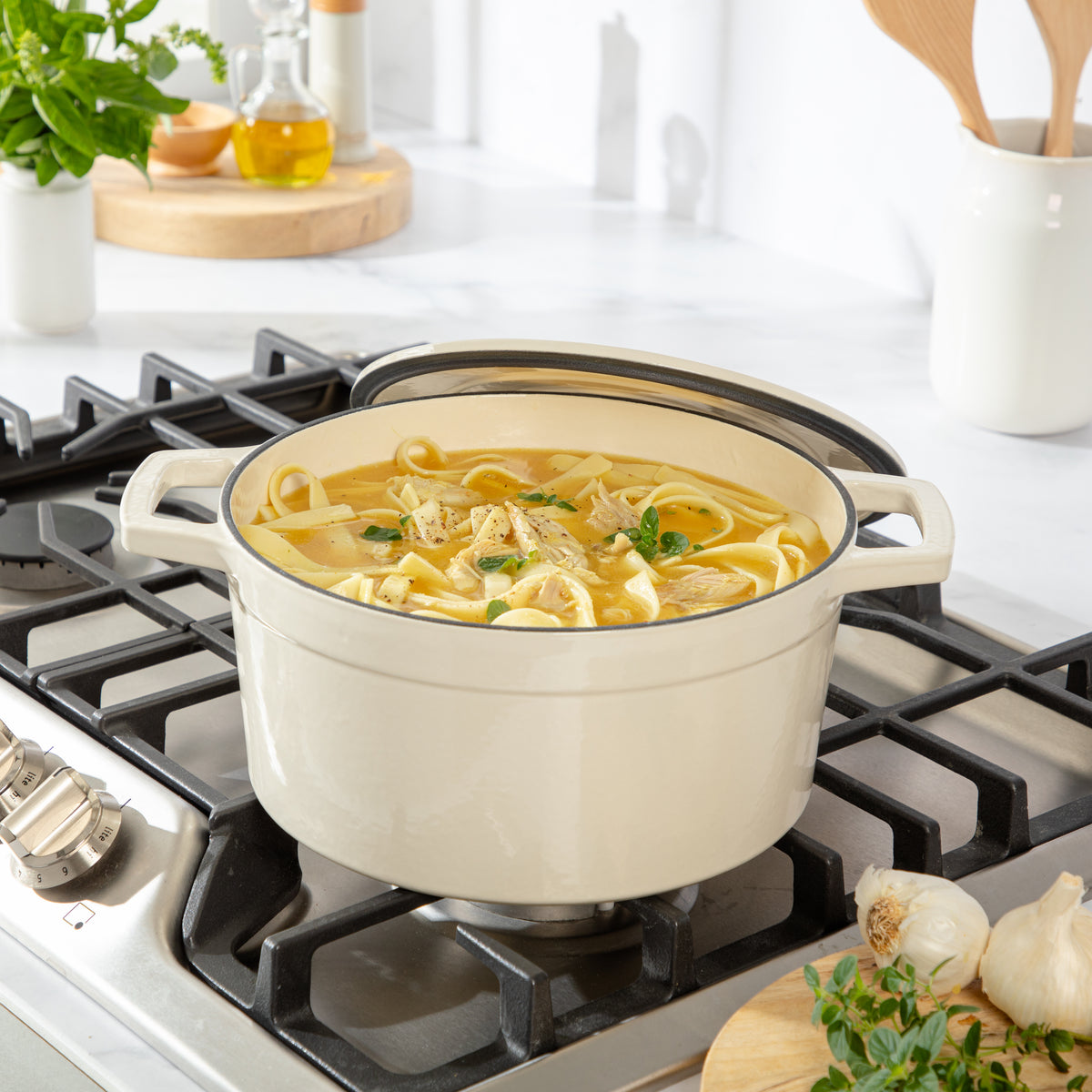 Martha Stewart Galston 6 Quart Enameled Cast Iron Dutch Oven with Lid, Bread Pot