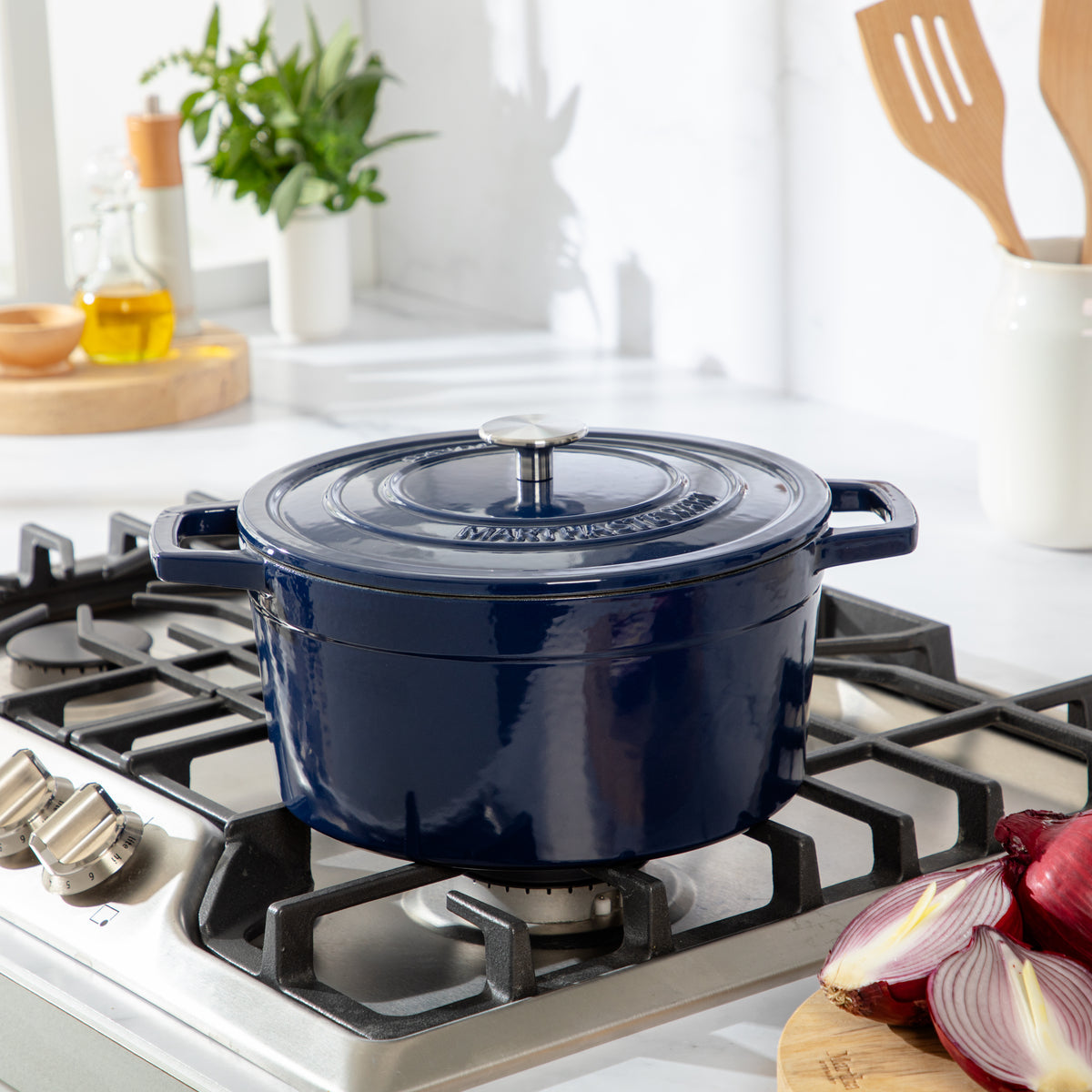 Martha Stewart Galston 6 Quart Enameled Cast Iron Dutch Oven with Lid, Bread Pot