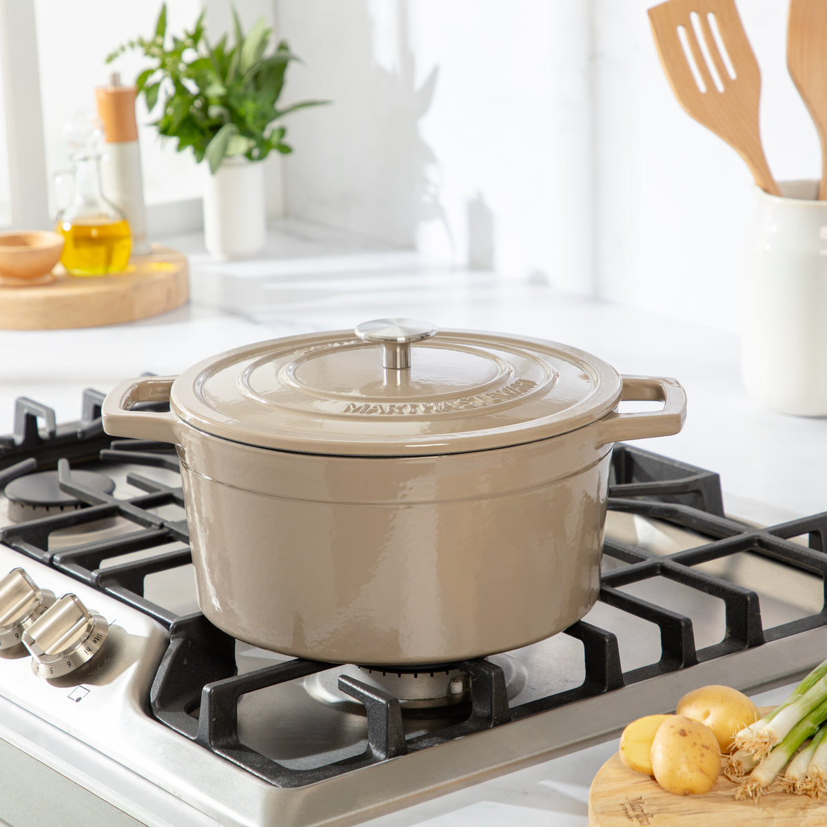 Martha Stewart Galston 6 Quart Enameled Cast Iron Dutch Oven with Lid, Bread Pot
