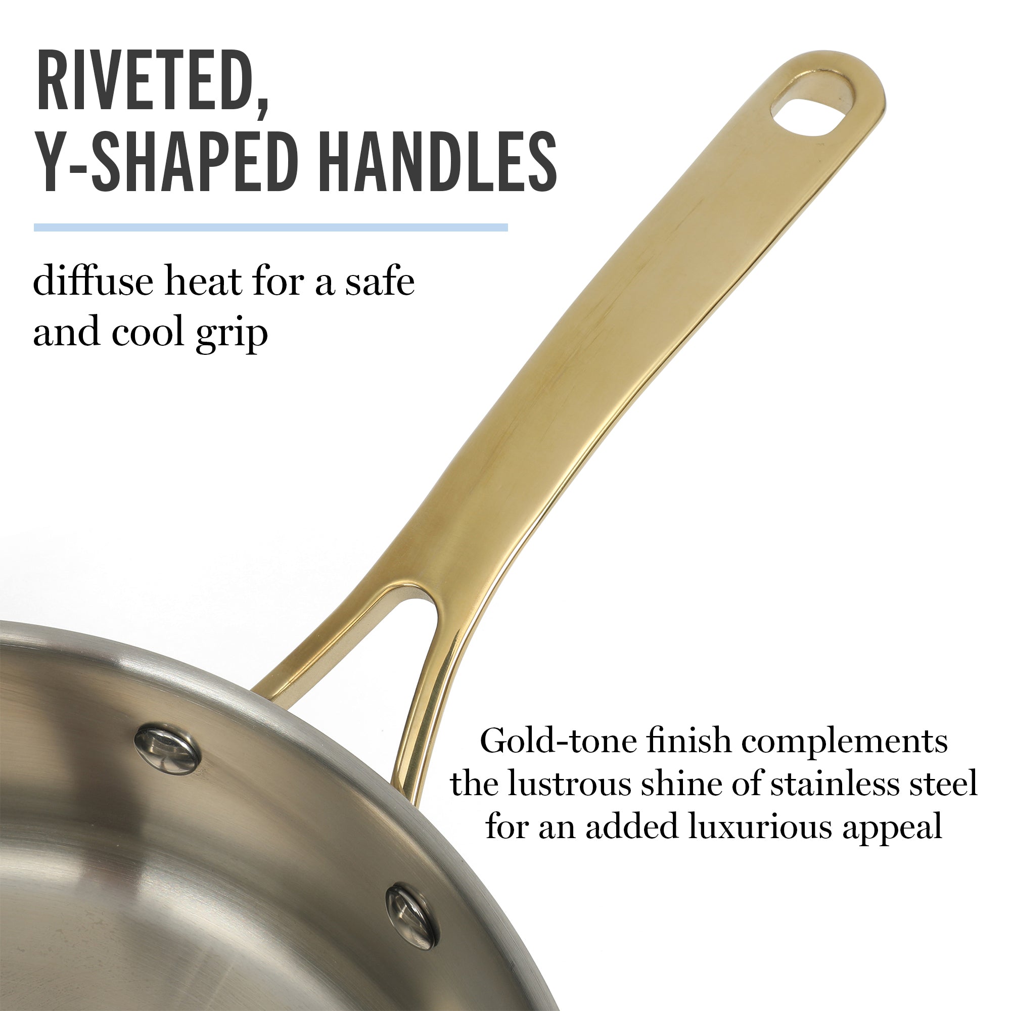 Martha Stewart Castelle 10 Piece Stainless Steel Induction Safe Pots and Pans Non-Toxic Kitchen Cookware Set