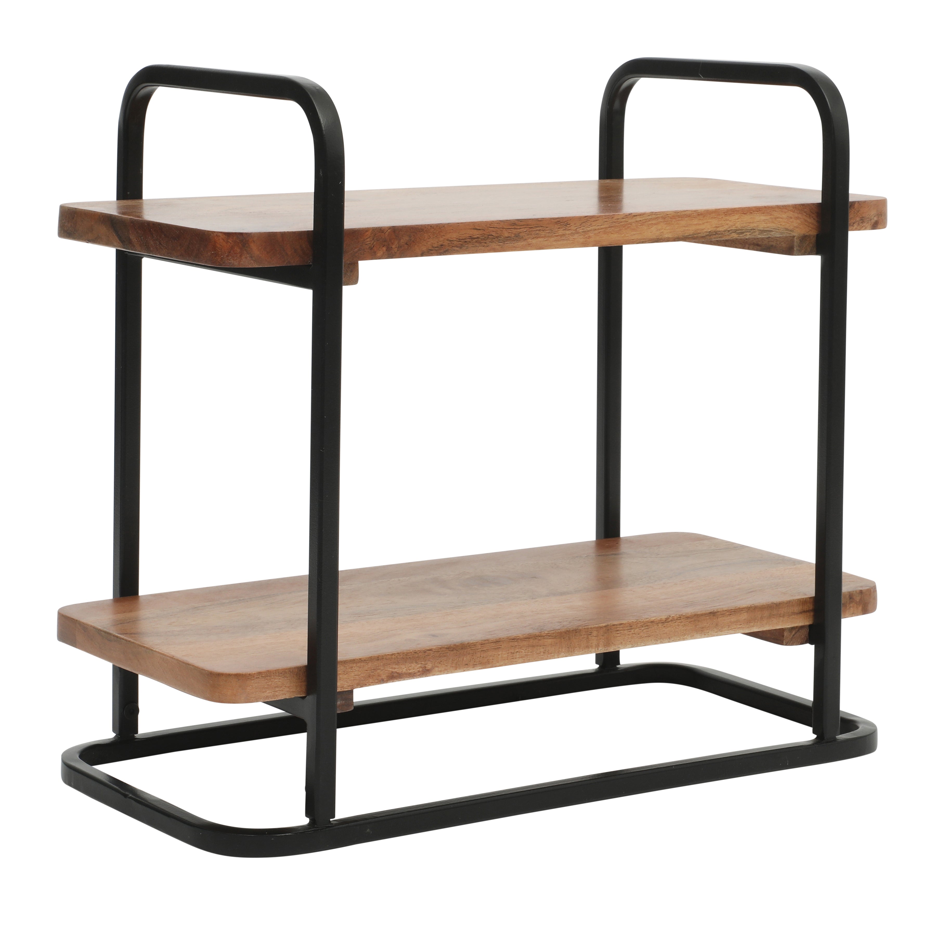 Gibson Home Gracious Dining 2-Tier Wooden Serving Tray with Metal Fram