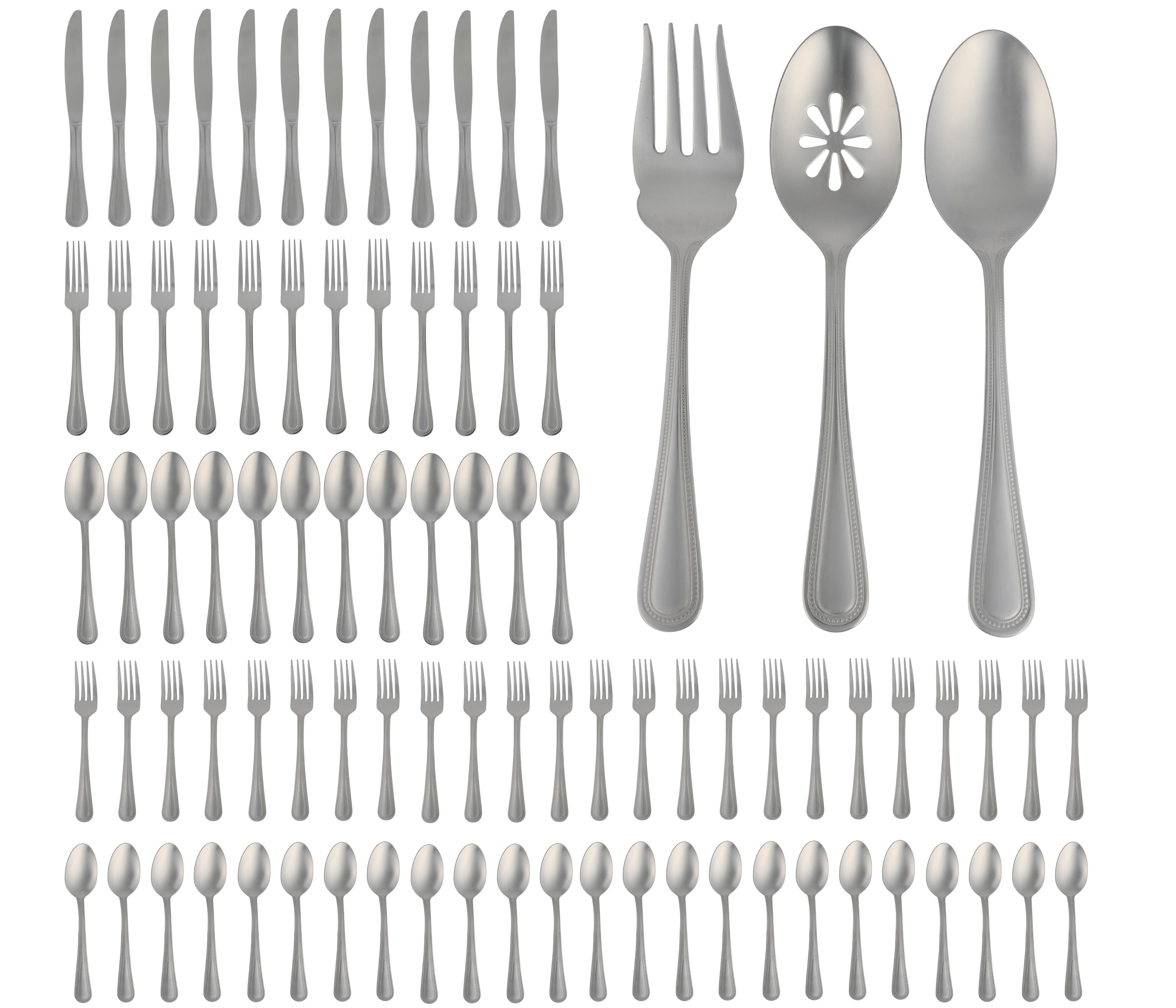 Gibson Home Sinta 87-Piece Stainless Steel Flatware Set with Bead Bord