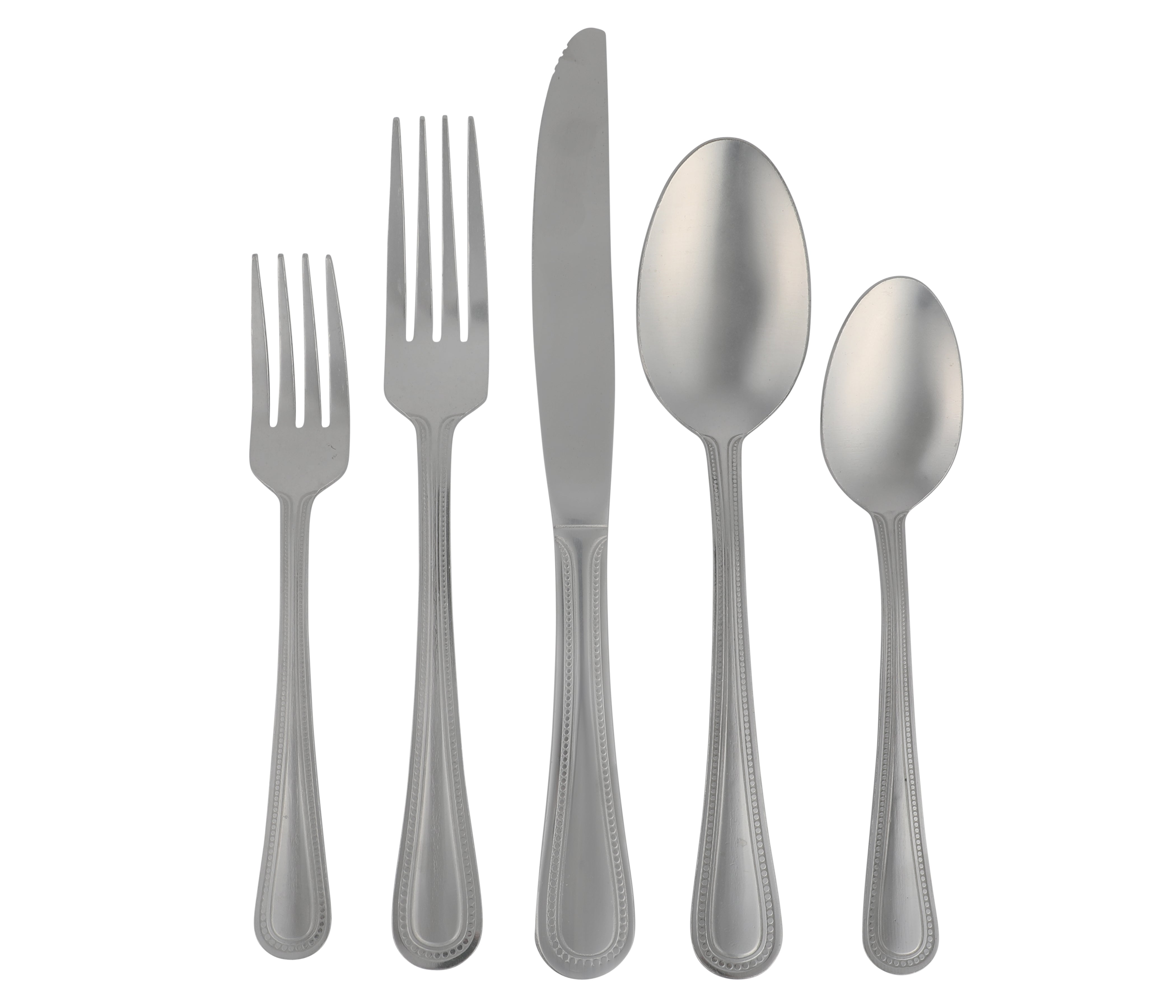 Gibson Home Sinta 87-Piece Stainless Steel Flatware Set with Bead Border Design – Service for 12 Plus Serving Utensils, Polished Silverware, Dishwasher Safe