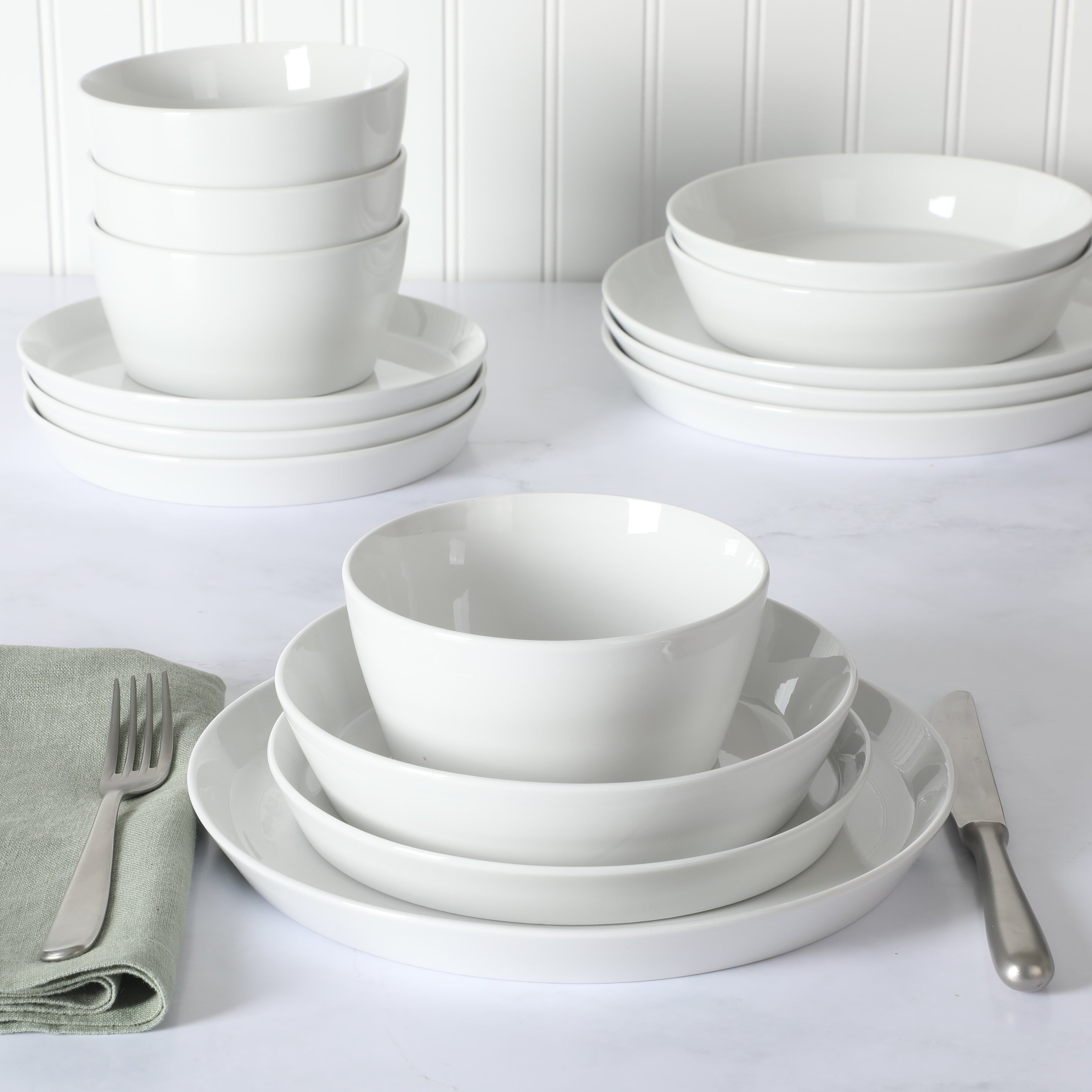 Martha Stewart Selma Chip & Scratch Resistant Dinnerware Set, Plates and Bowls Dishes Set