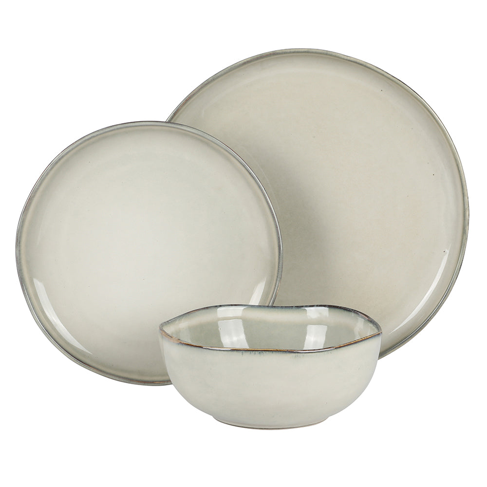 Gibson Soho Lounge Nardini 12 Piece (Service for 4) Plates and Bowls Reactive Glaze Dishes Stoneware Ceramic Dinnerware Set