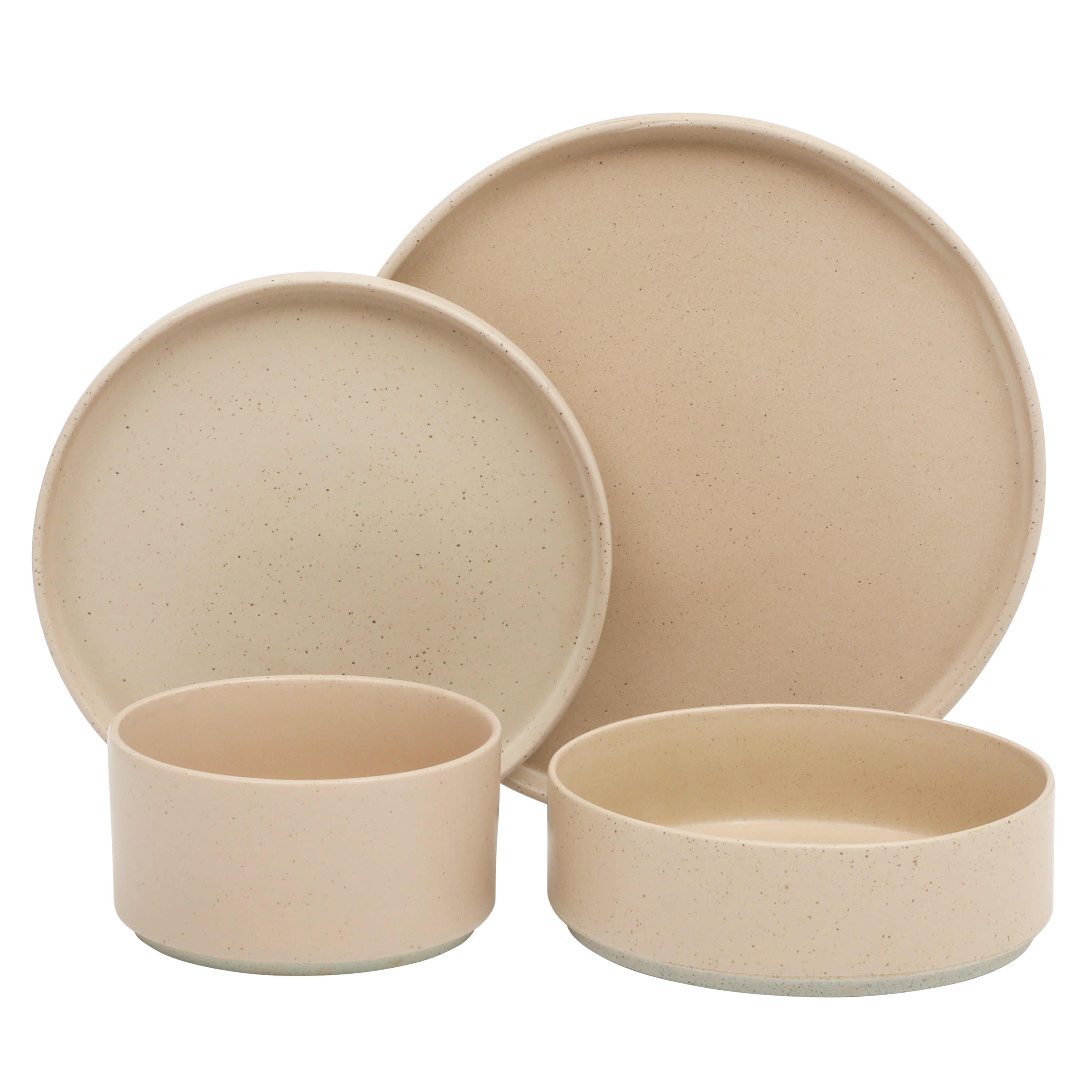 Gibson Elite Tatum Premium Porcelain Matte Reactive Glaze 16 Piece (Service for 4)  Plates and Bowls Stackable Dishes Ceramic Dinnerware Set
