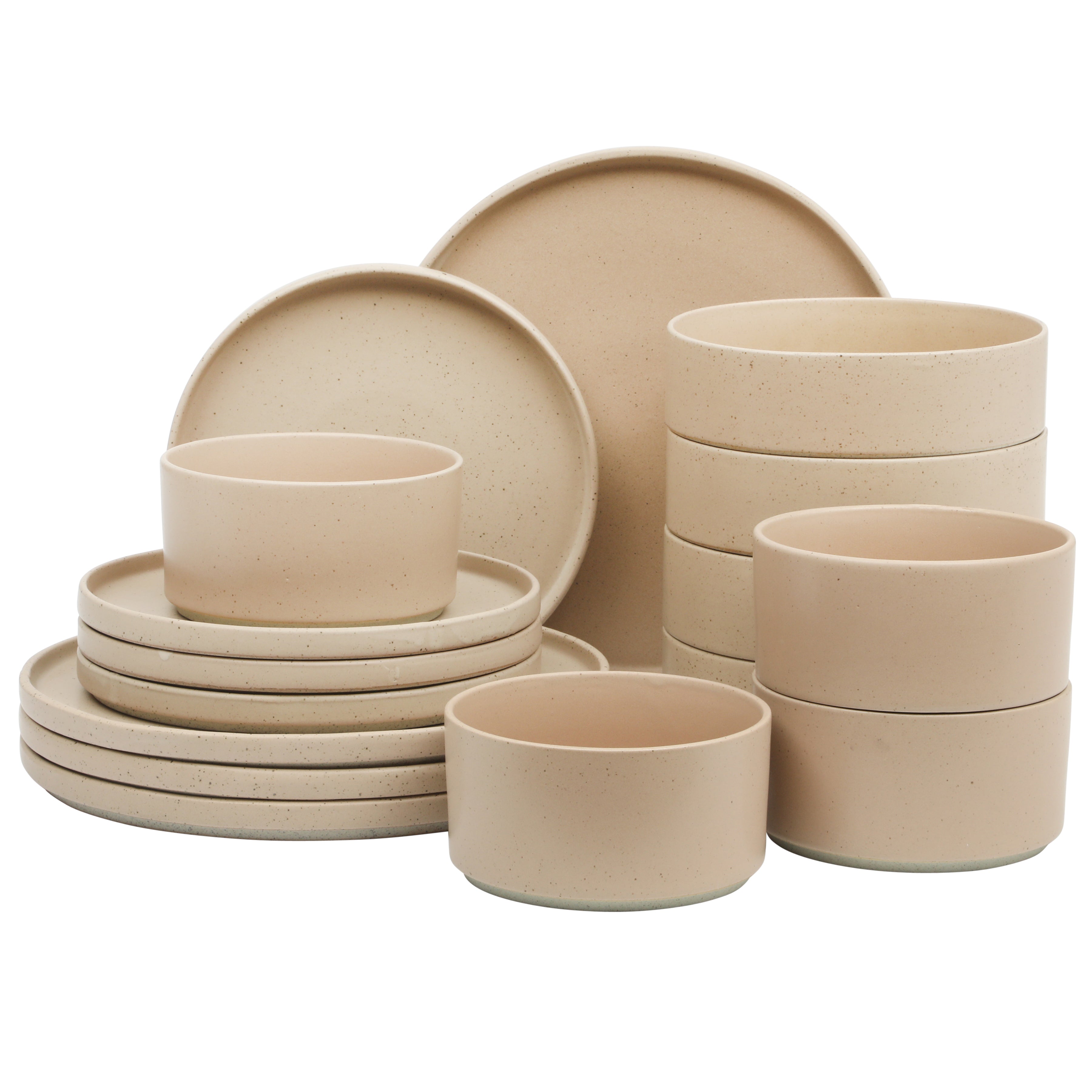 Gibson Elite Tatum Premium Porcelain Matte Reactive Glaze 16 Piece (Service for 4)  Plates and Bowls Stackable Dishes Ceramic Dinnerware Set