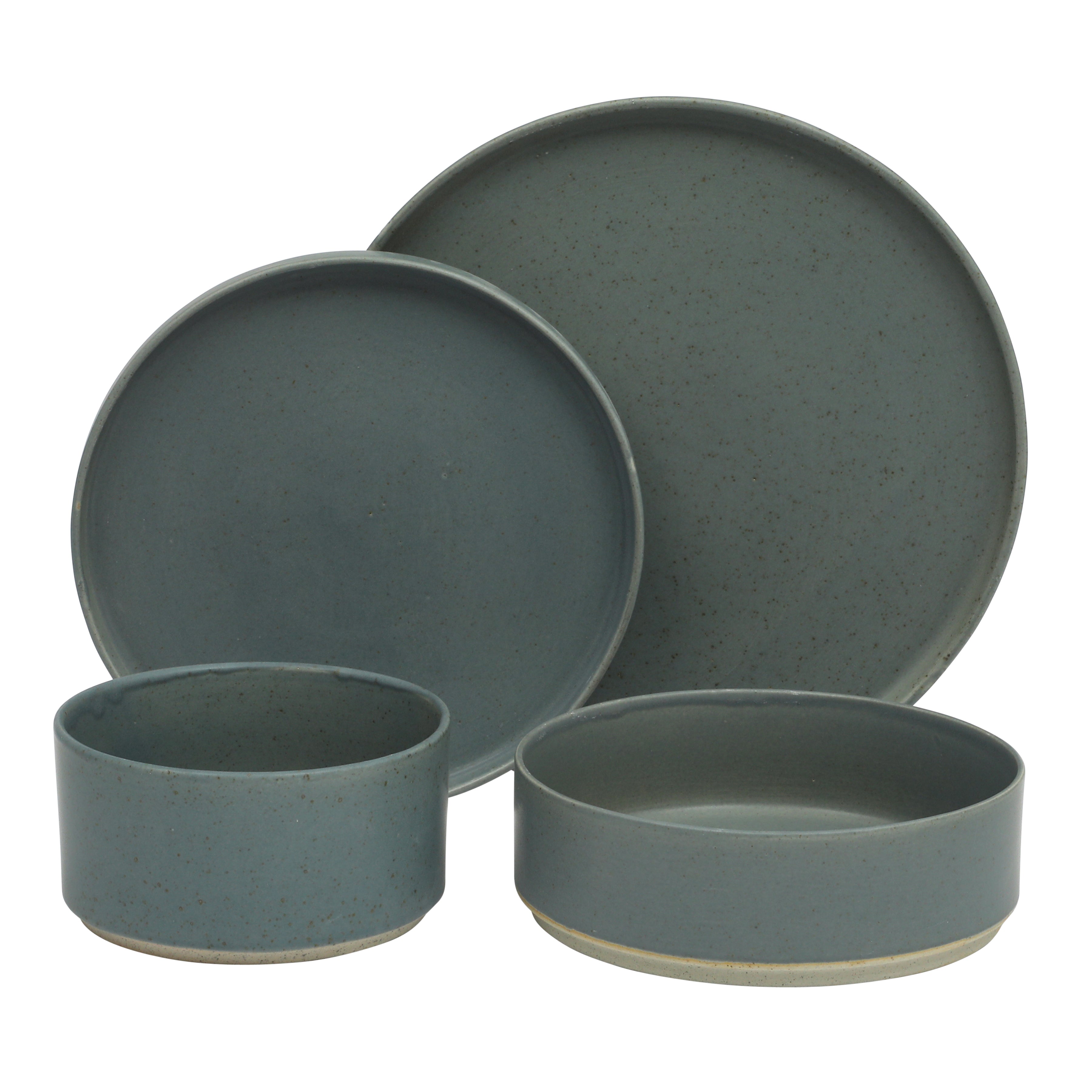 Gibson Elite Tatum Premium Porcelain Matte Reactive Glaze 16 Piece (Service for 4)  Plates and Bowls Stackable Dishes Ceramic Dinnerware Set