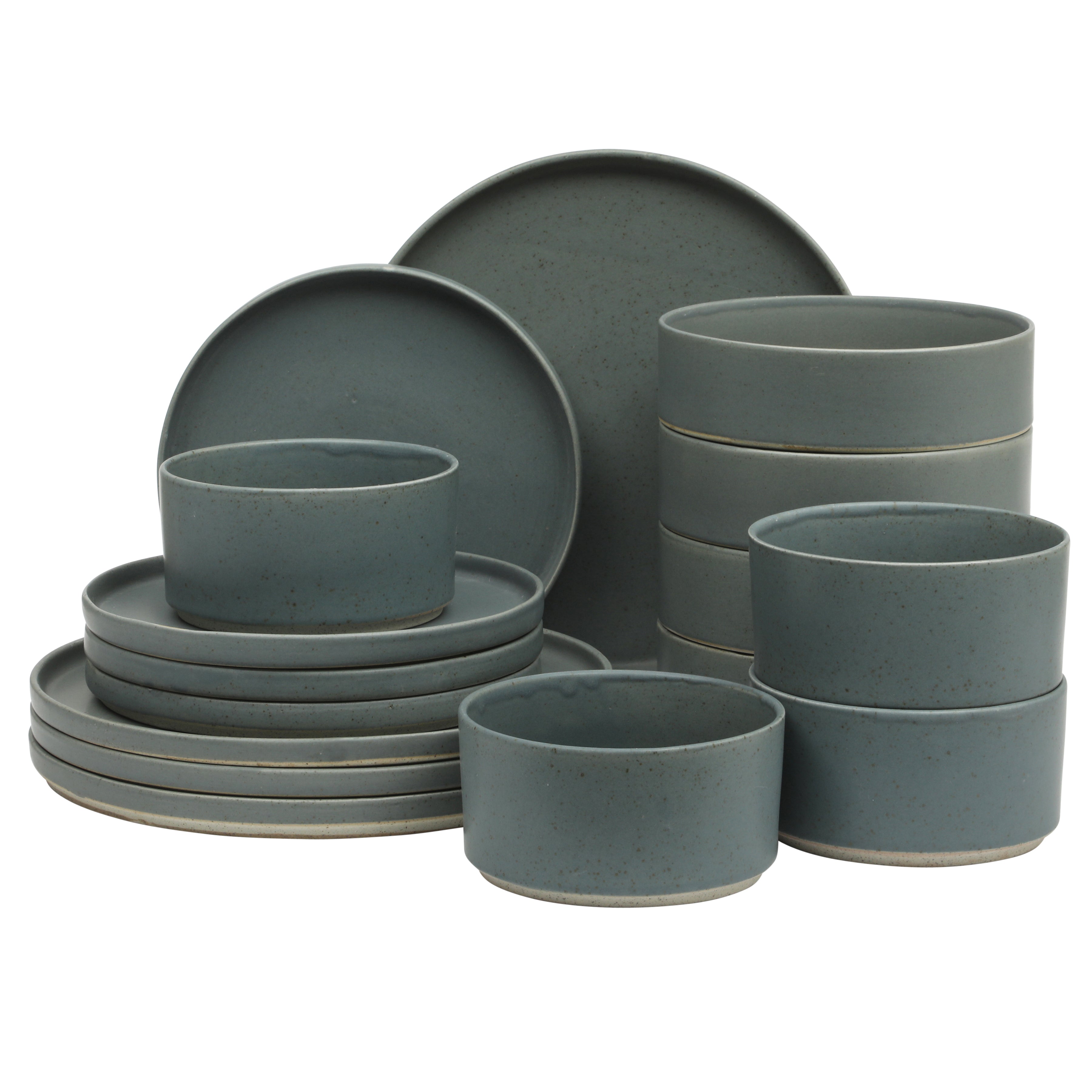 Gibson Elite Tatum Premium Porcelain Matte Reactive Glaze 16 Piece (Service for 4)  Plates and Bowls Stackable Dishes Ceramic Dinnerware Set