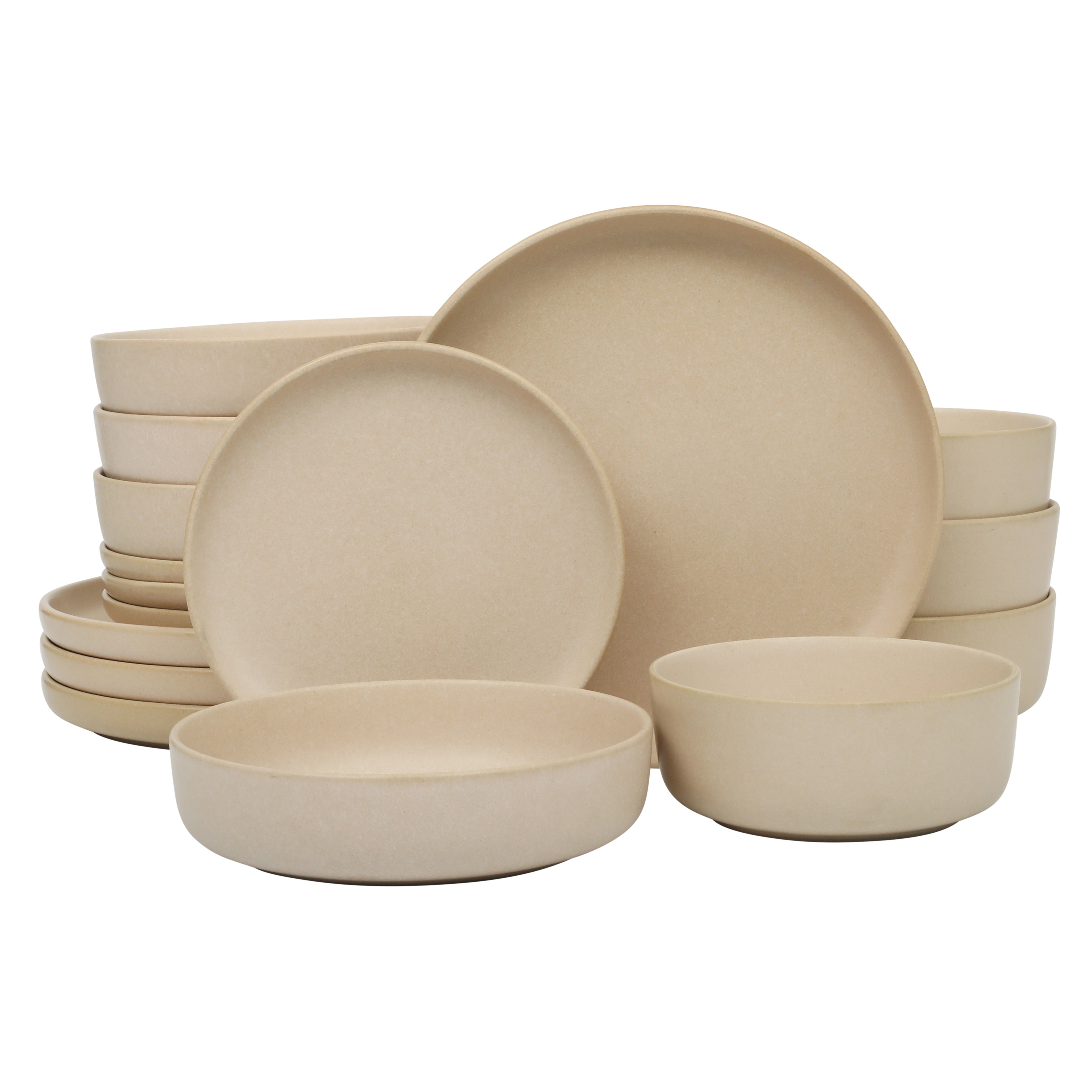 Gibson Soho Lounge Pasco 16 Piece (Service for 4) Plates and Bowls Double Bowl Reactive Glaze Dishes Stoneware Ceramic Dinnerware Set