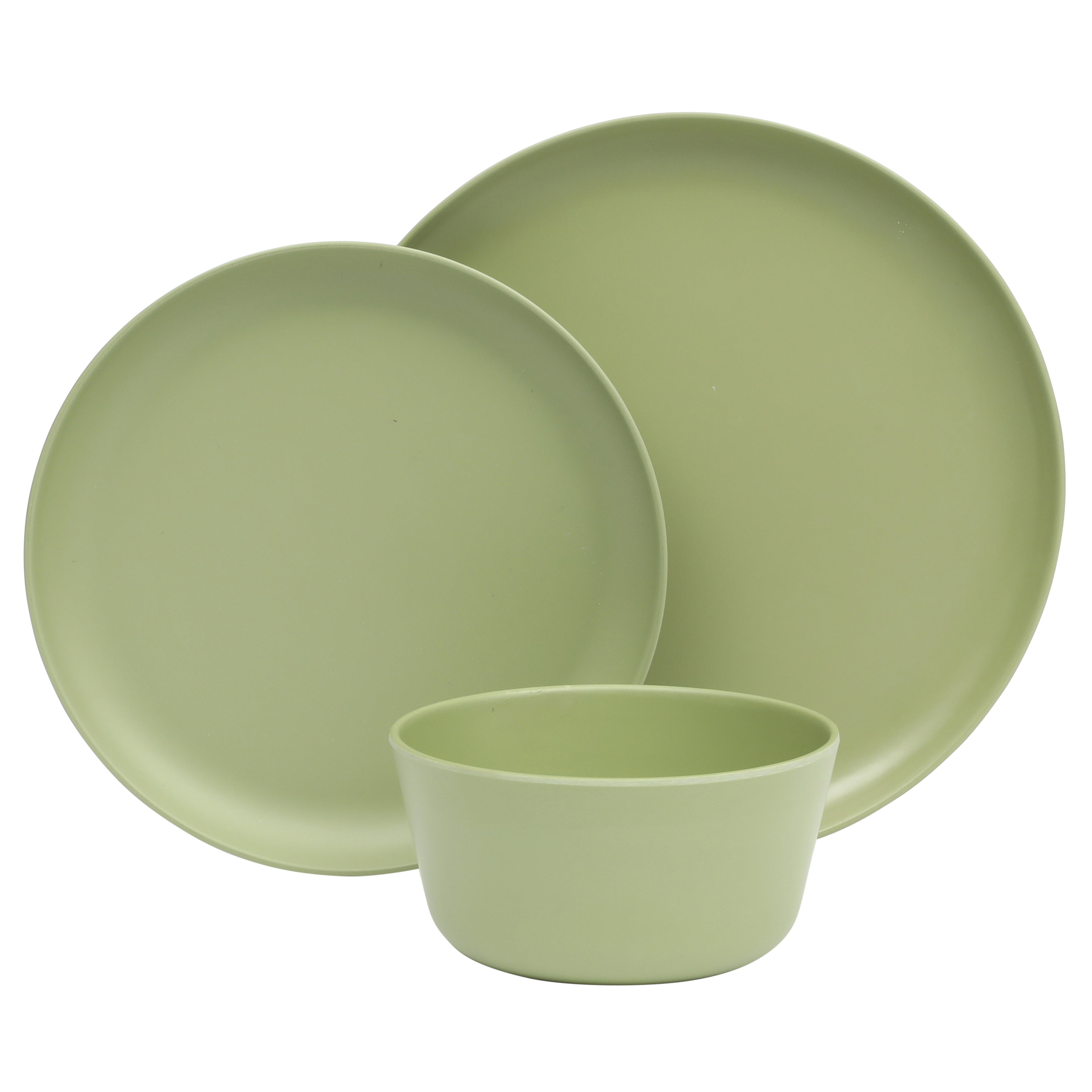 Gibson Home Fairhope 12 Piece Melamine Dinnerware Set - Matte Green