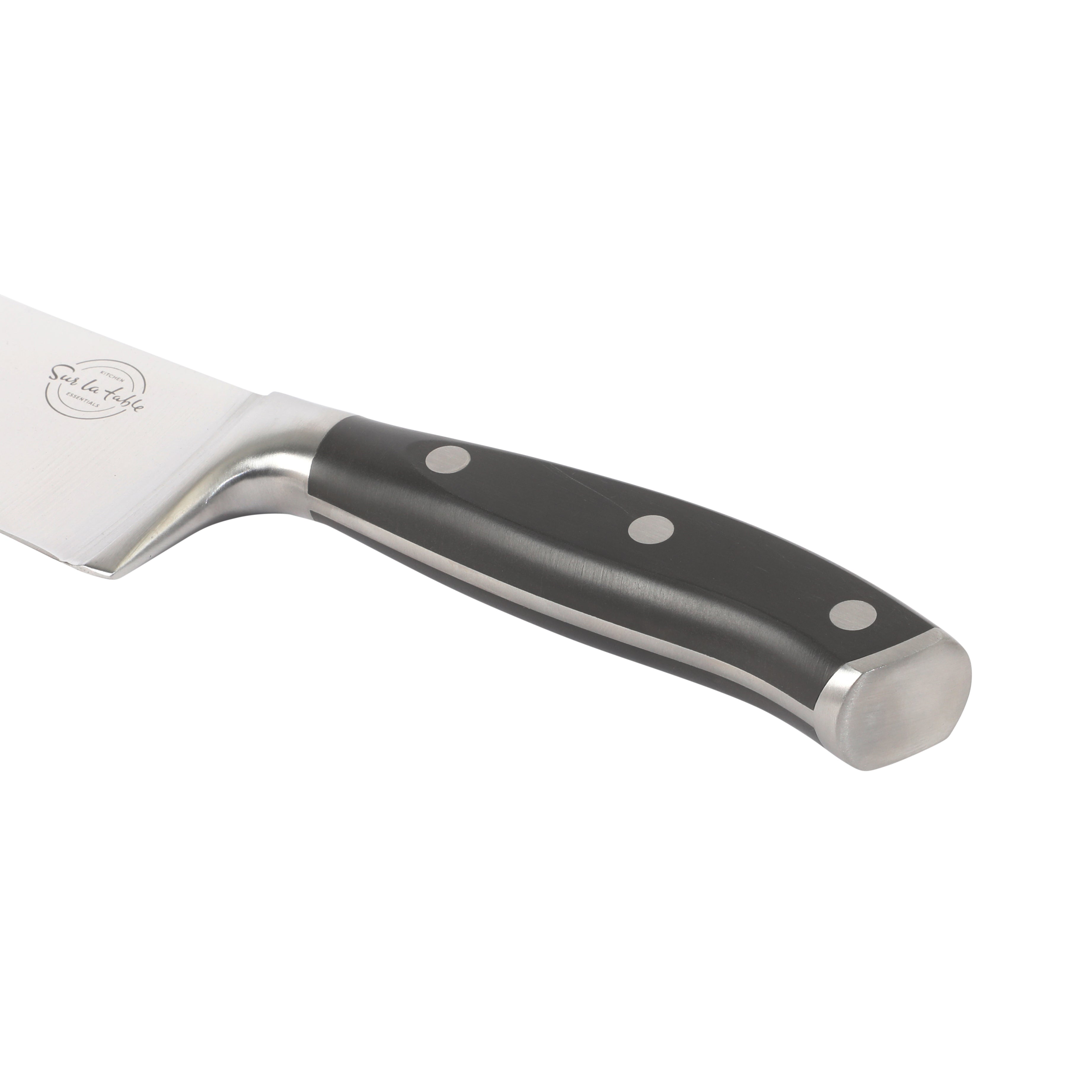 Sur La Table Kitchen Essential German Steel Chef’s Knife, 8-Inch Stainless Steel Blade – Professional Kitchen Knife with Forged Full Tang