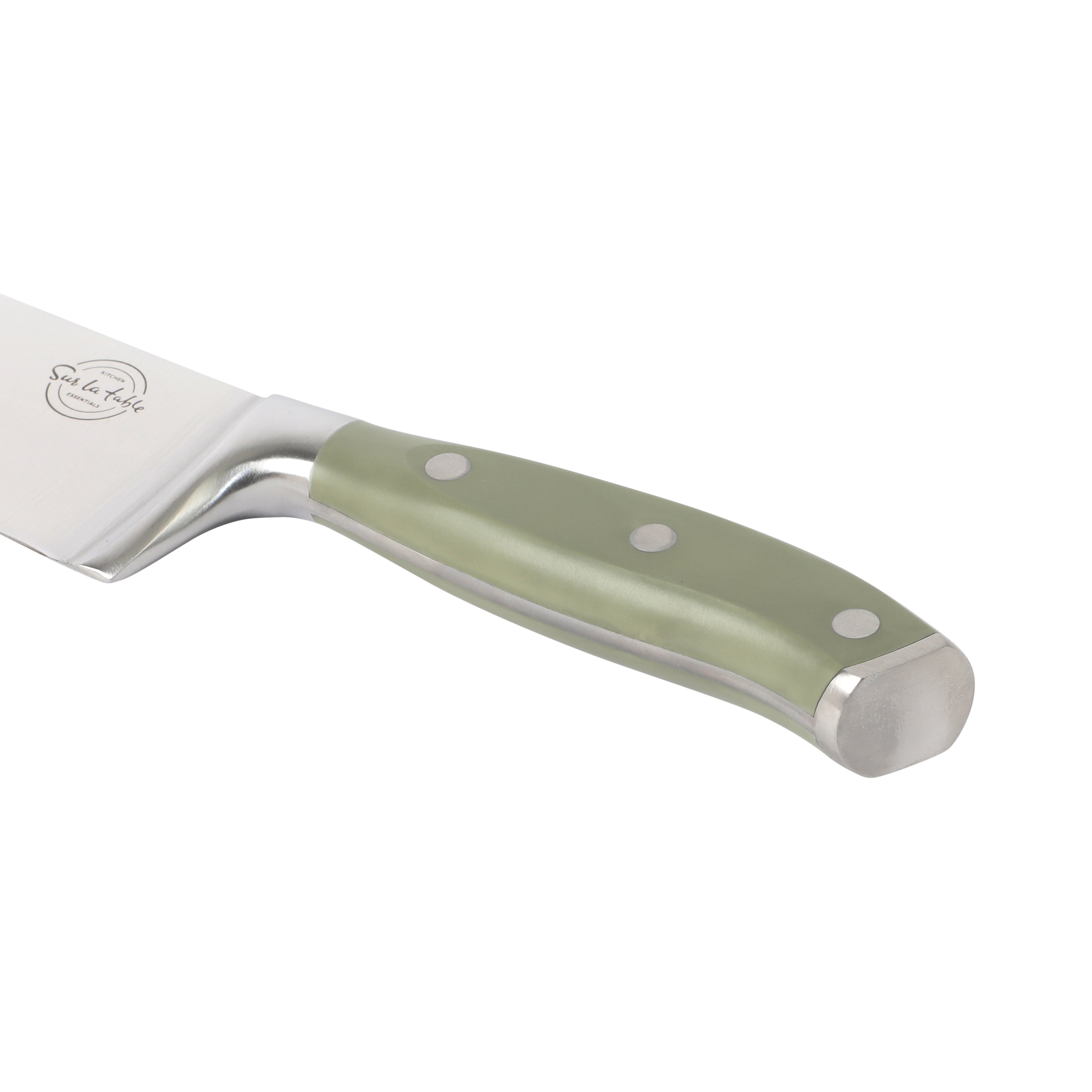 Sur La Table Kitchen Essential German Steel Chef’s Knife, 8-Inch Stainless Steel Blade – Professional Kitchen Knife with Forged Full Tang