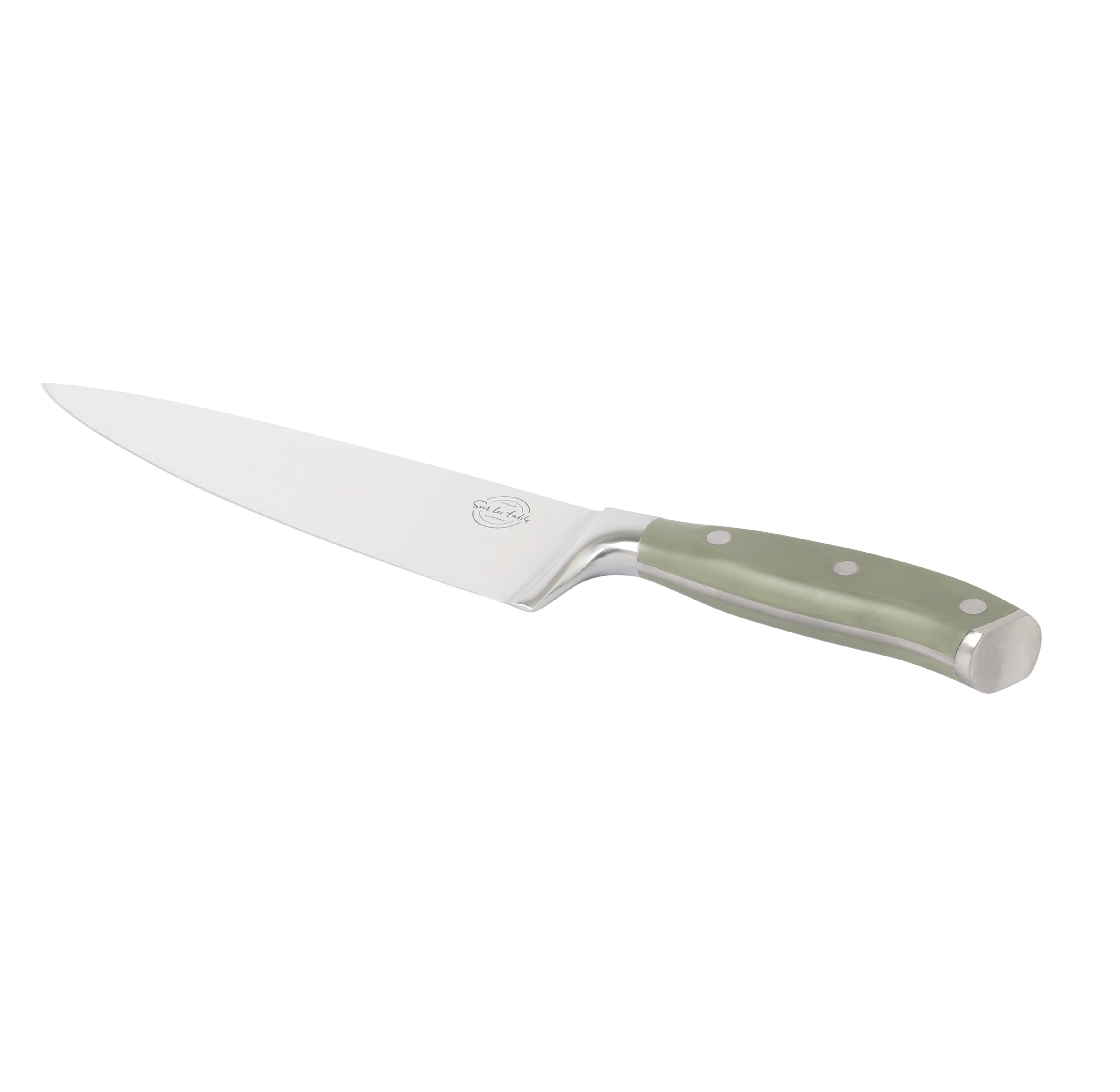 Sur La Table Kitchen Essential German Steel Chef’s Knife, 8-Inch Stainless Steel Blade – Professional Kitchen Knife with Forged Full Tang